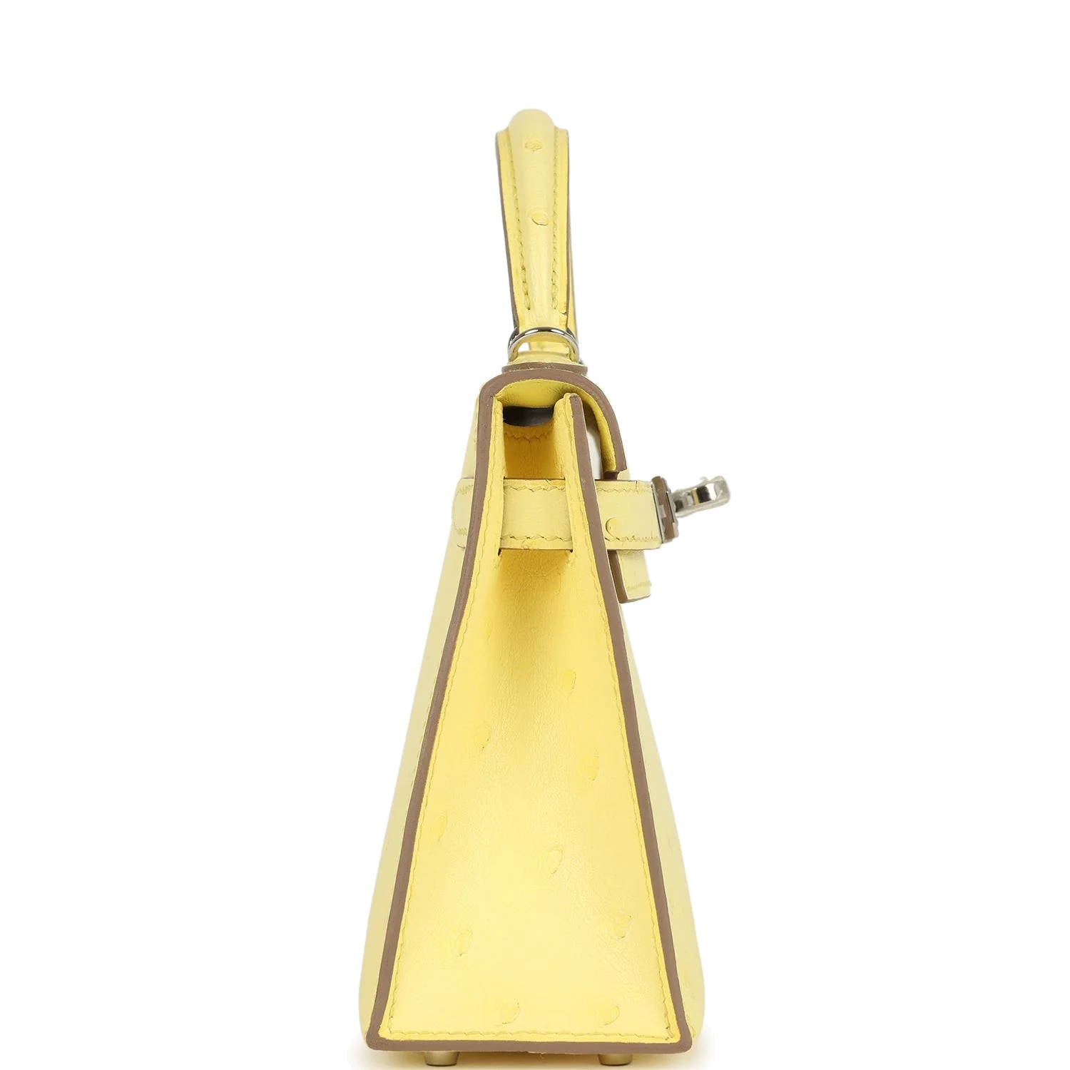 Hermes Kelly Sellier 20 Limoncello Ostrich Palladium Hardware — фото 4