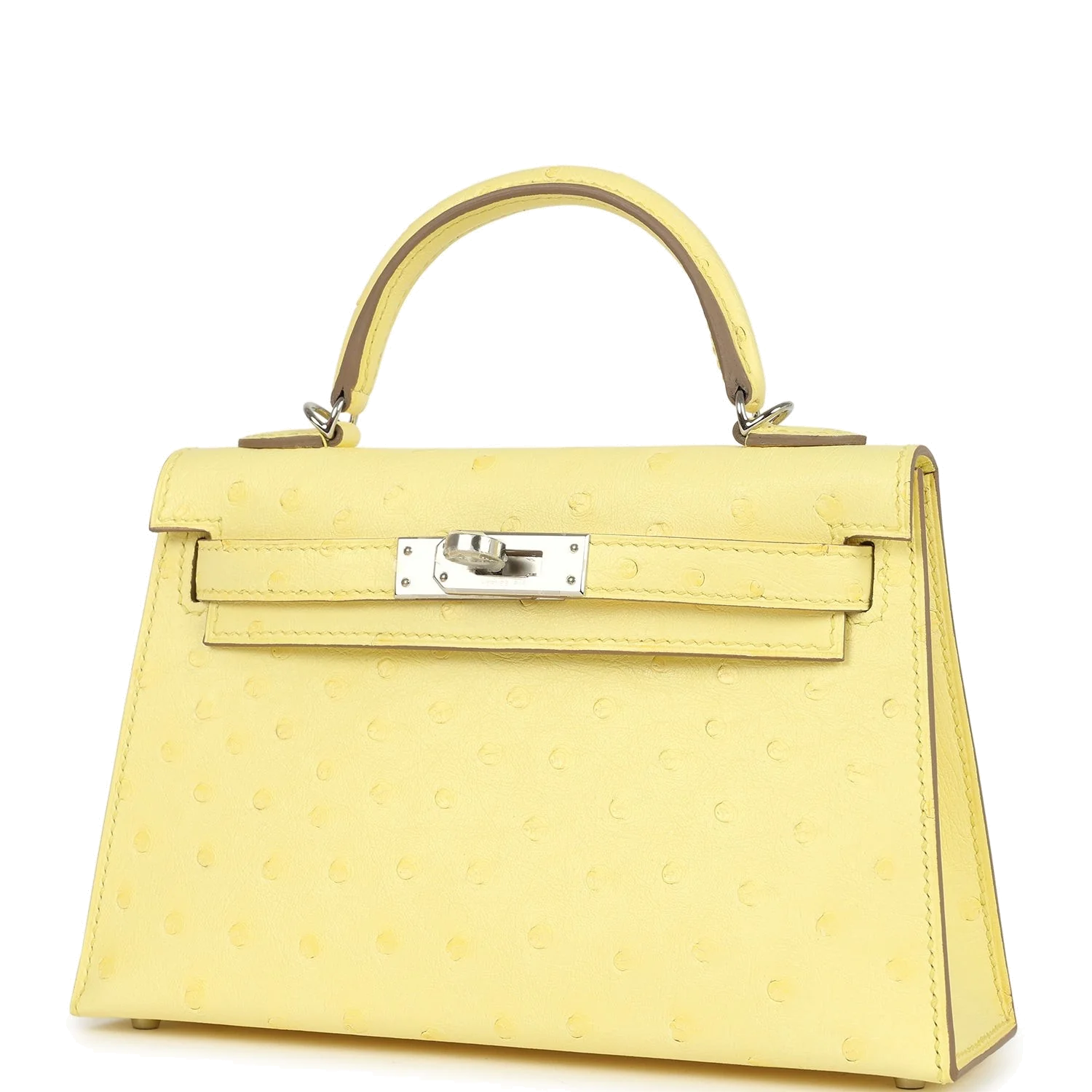 Hermes Kelly Sellier 20 Limoncello Ostrich Palladium Hardware — фото 6