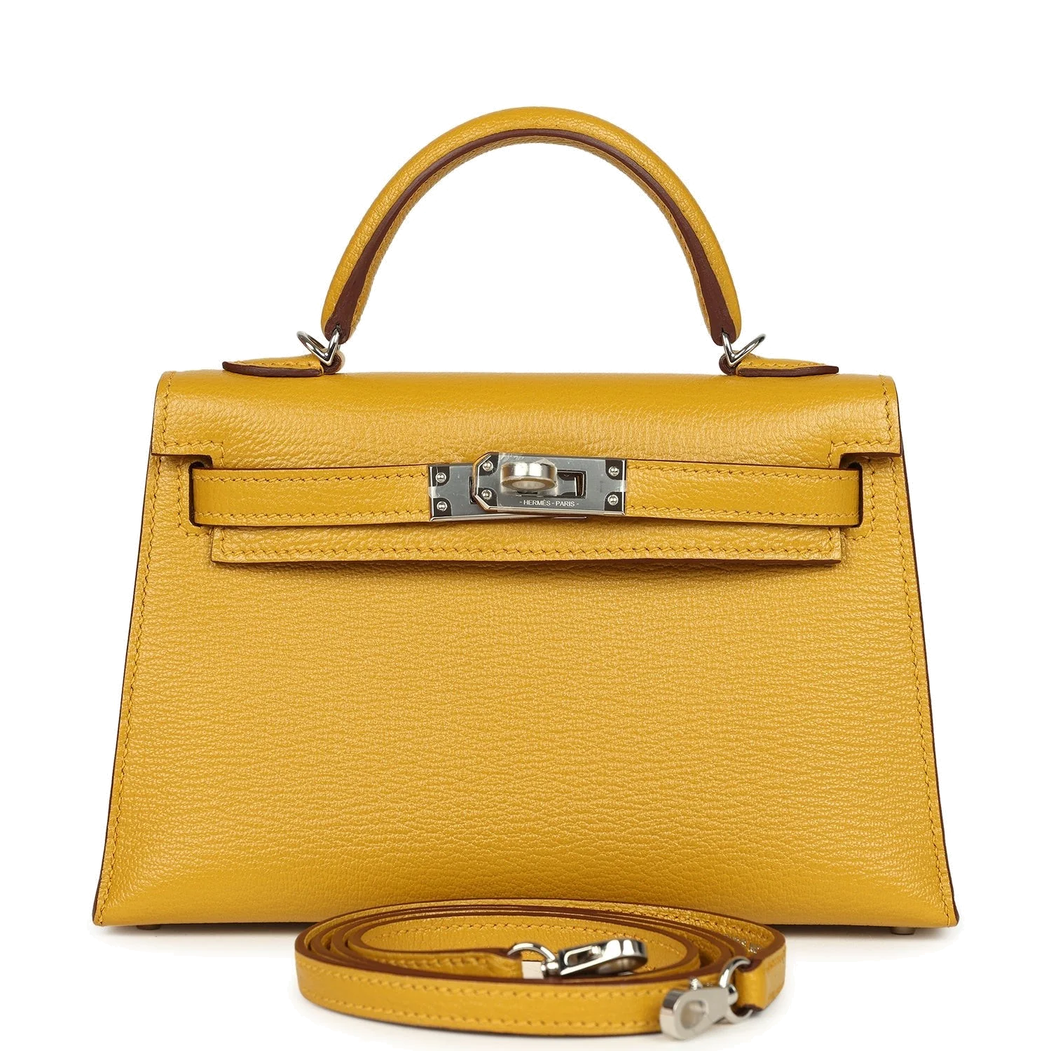Hermes Kelly Sellier 20 Jaune Ambre Verso Chèvre Mysore Palladium Hardware — фото 2