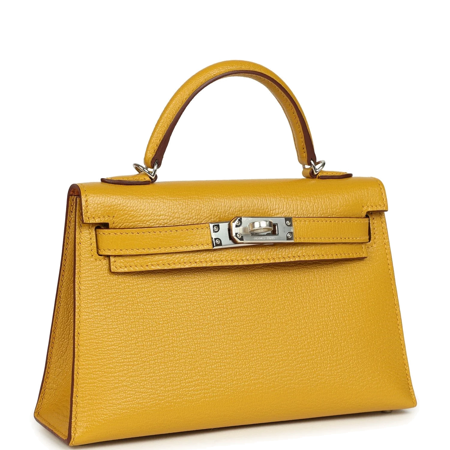 Hermes Kelly Sellier 20 Jaune Ambre Verso Chèvre Mysore Palladium Hardware — фото 3