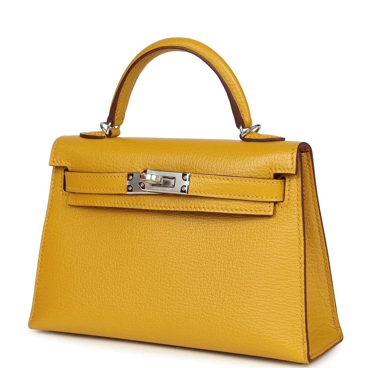Hermes Kelly Sellier 20 Jaune Ambre Verso Chèvre Mysore Palladium Hardware — фото 6