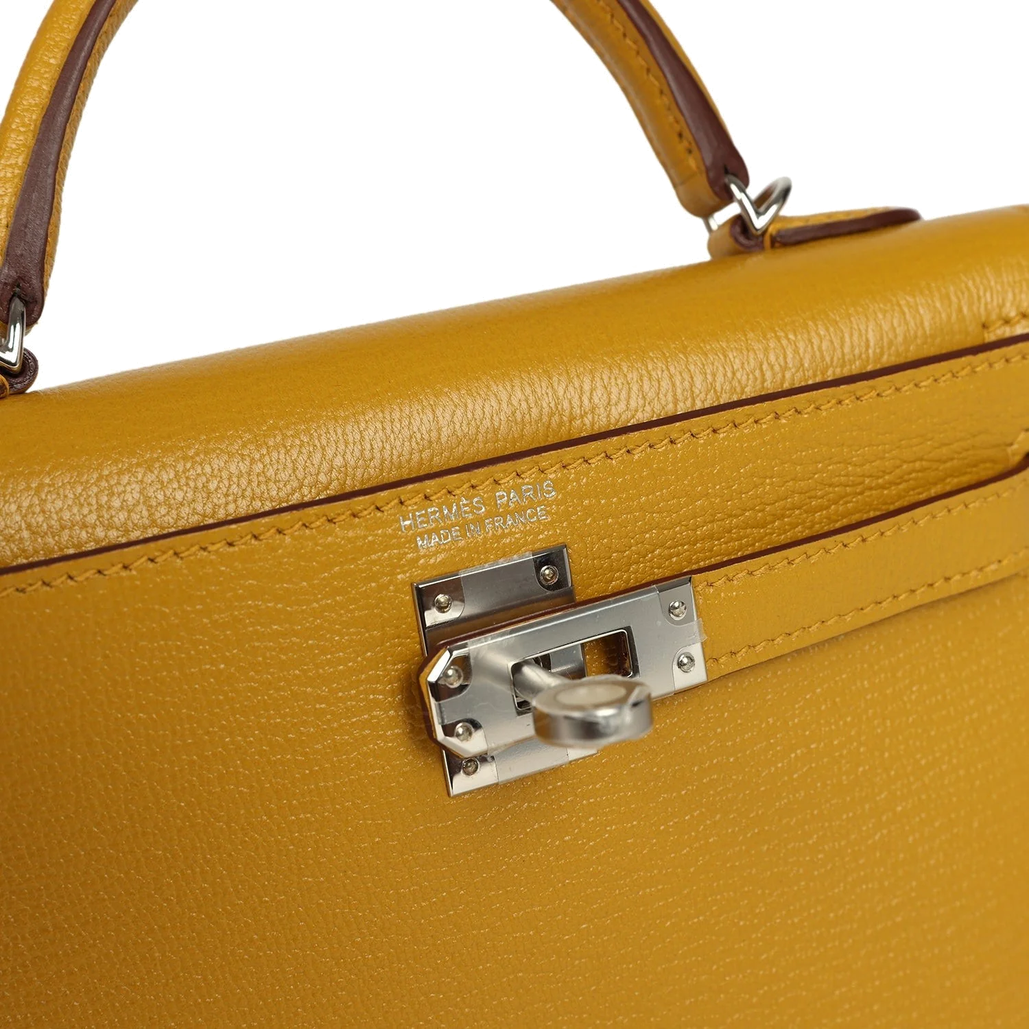 Hermes Kelly Sellier 20 Jaune Ambre Verso Chèvre Mysore Palladium Hardware — фото 8