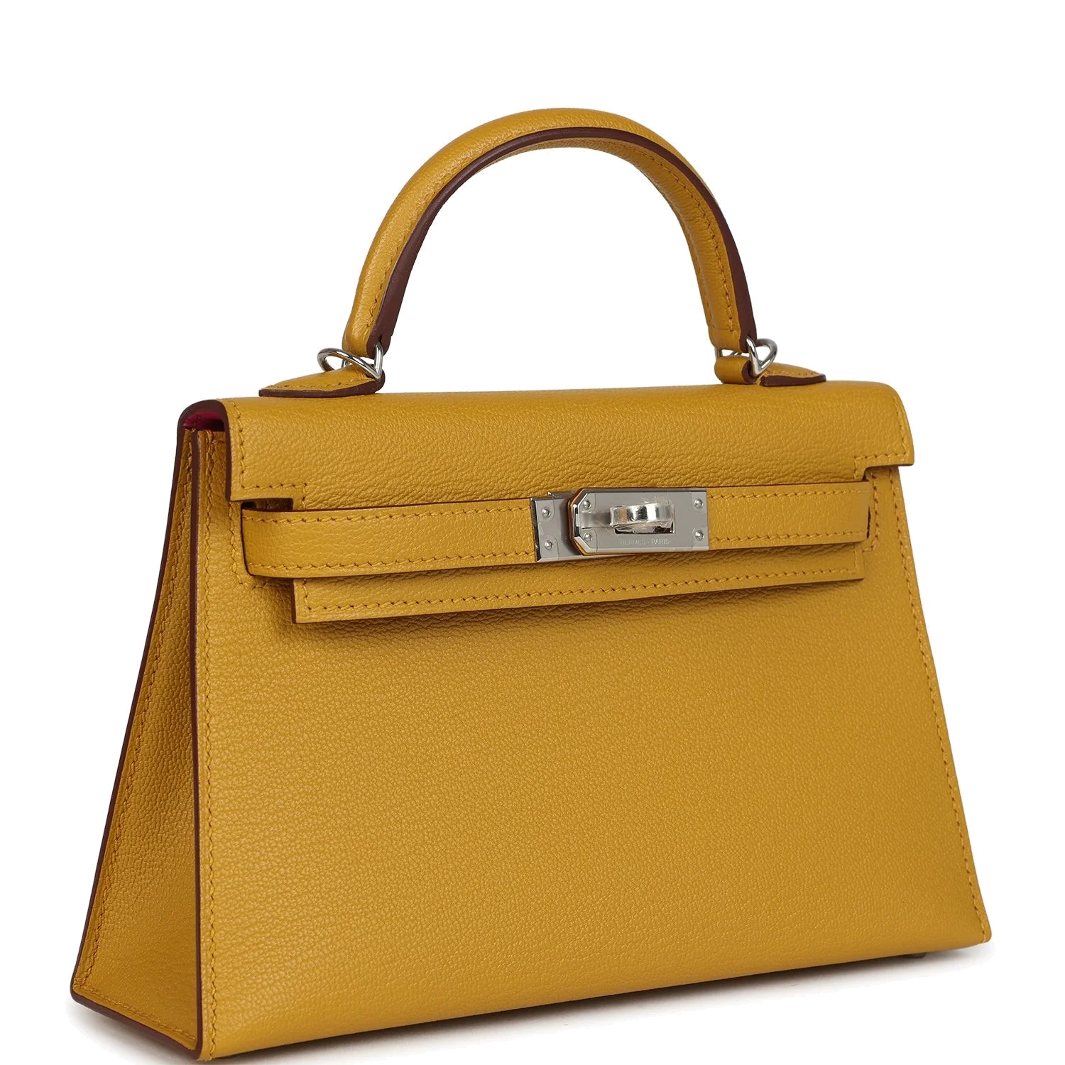 Hermes Kelly Sellier 20 Jaune Ambre Verso Chèvre Mysore Palladium Hardware — фото 3