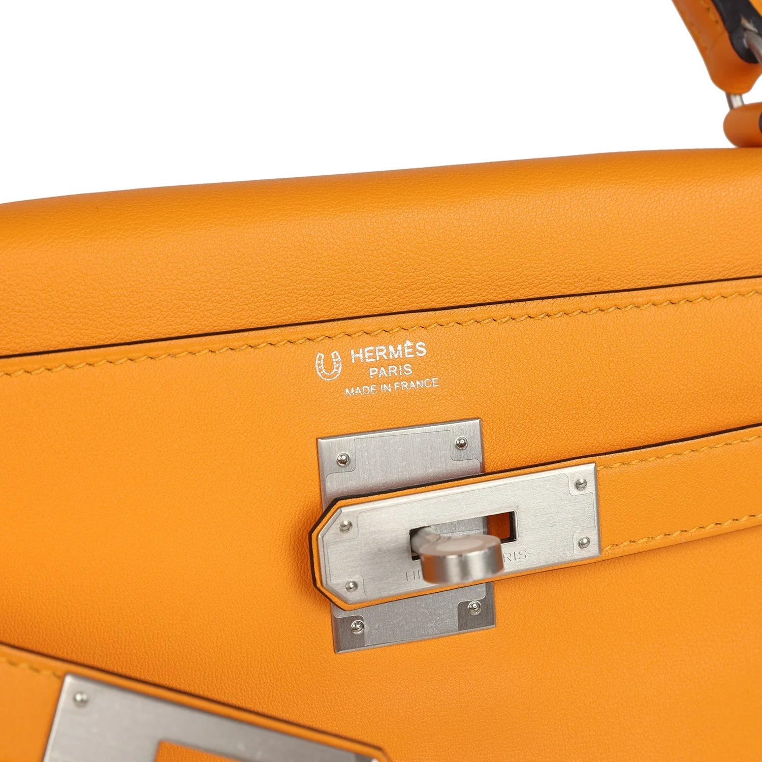 Hermes Special Order (HSS) Kelly Retourne 28 Jaune D'Or Swift Brushed Palladium Hardware — фото 8