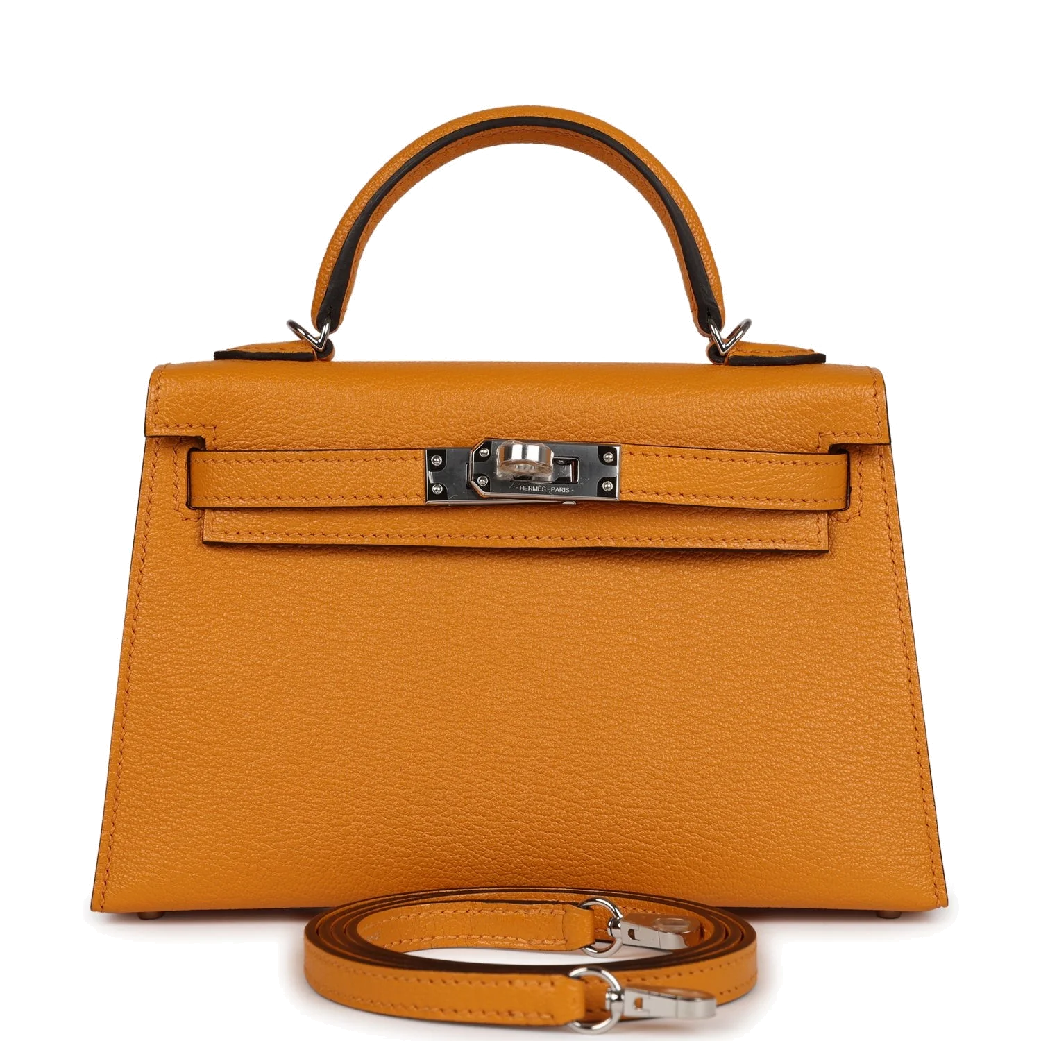 Hermes Kelly Sellier 20 Moutarde Chevre Palladium Hardware — фото 2