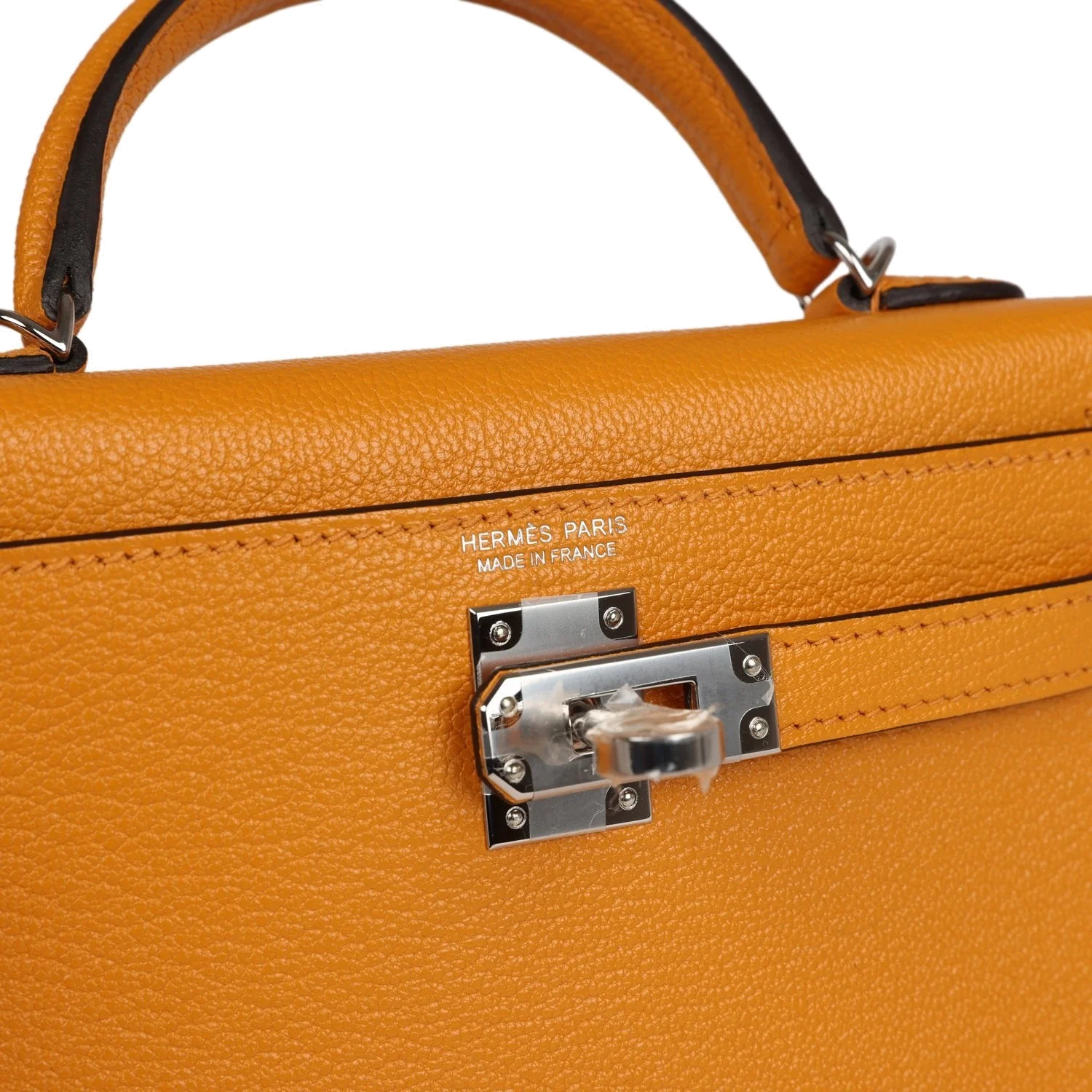 Hermes Kelly Sellier 20 Moutarde Chevre Palladium Hardware — фото 8
