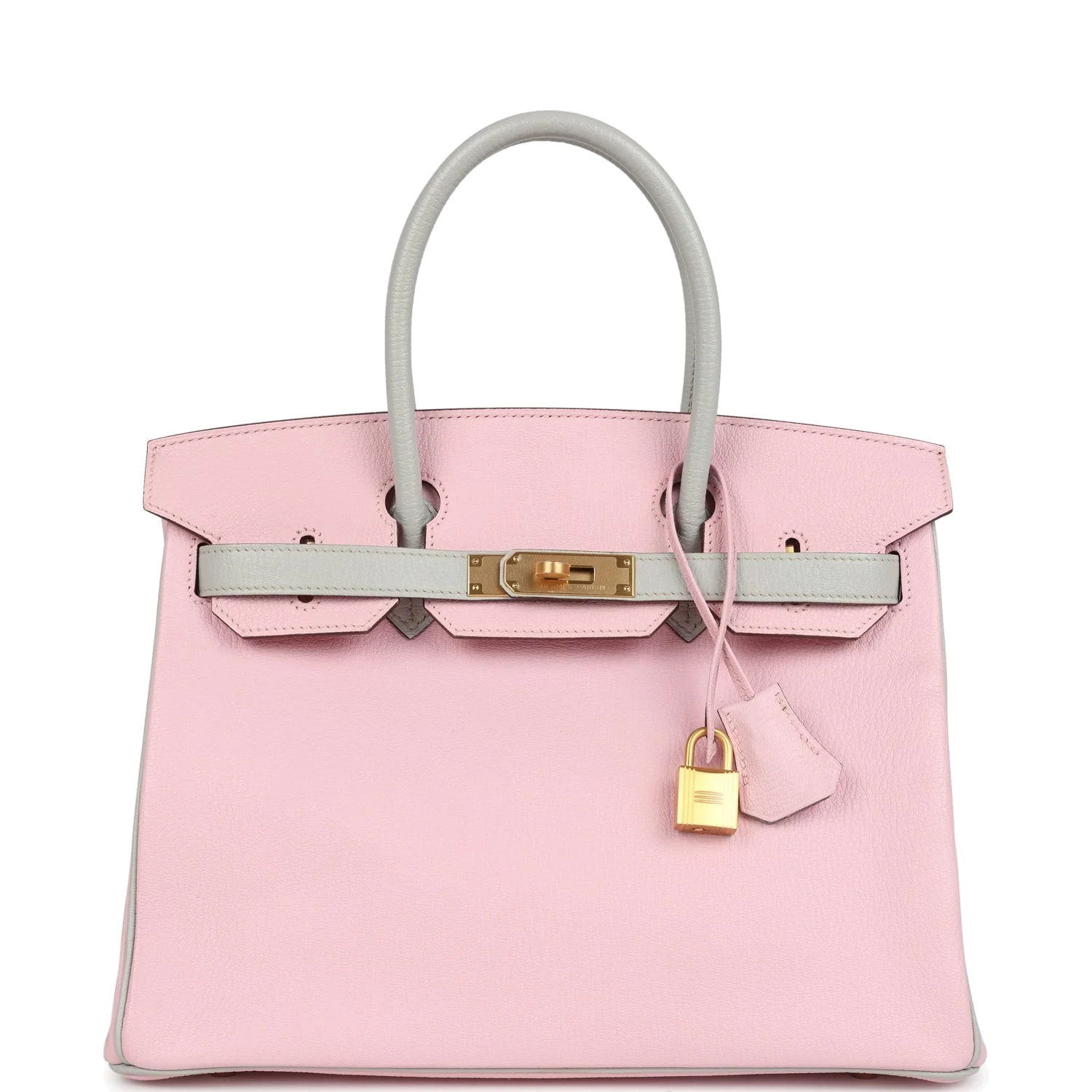 Hermes Special Order (HSS) Birkin 30 Rose Sakura and Gris Perle Chevre Brushed Gold Hardware Розовый Сакура — фото 2