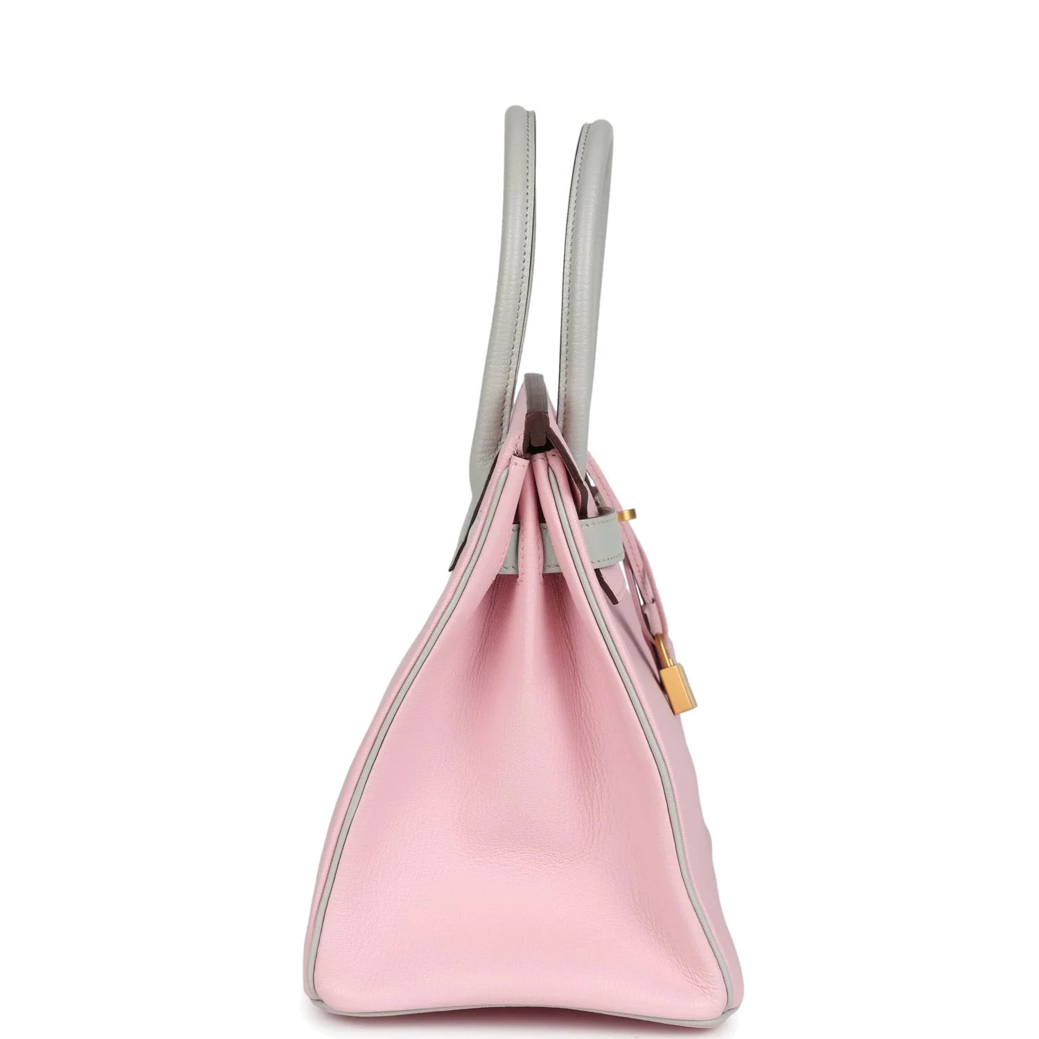 Hermes Special Order (HSS) Birkin 30 Rose Sakura and Gris Perle Chevre Brushed Gold Hardware Розовый Сакура — фото 4