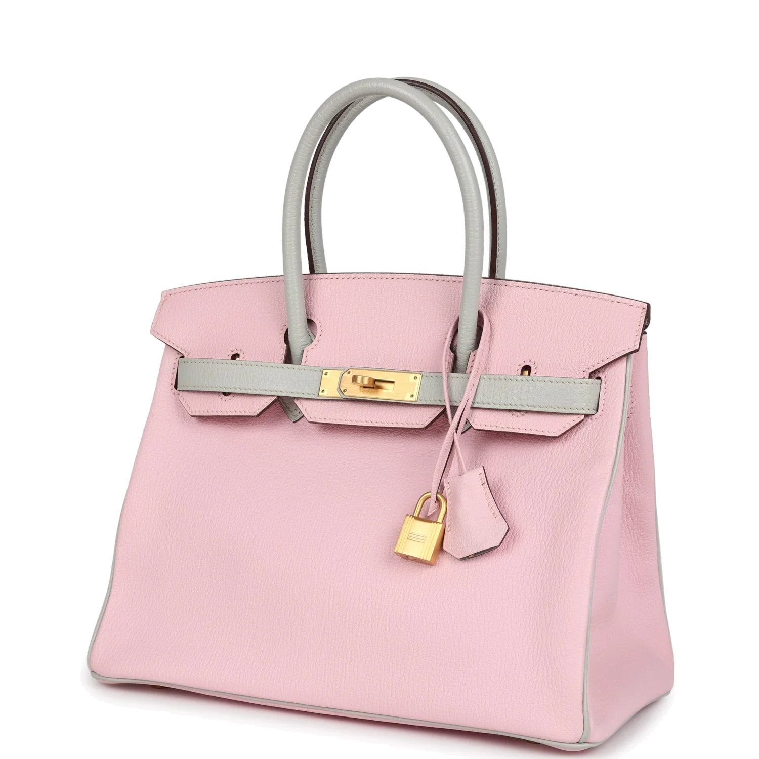 Hermes Special Order (HSS) Birkin 30 Rose Sakura and Gris Perle Chevre Brushed Gold Hardware Розовый Сакура — фото 6