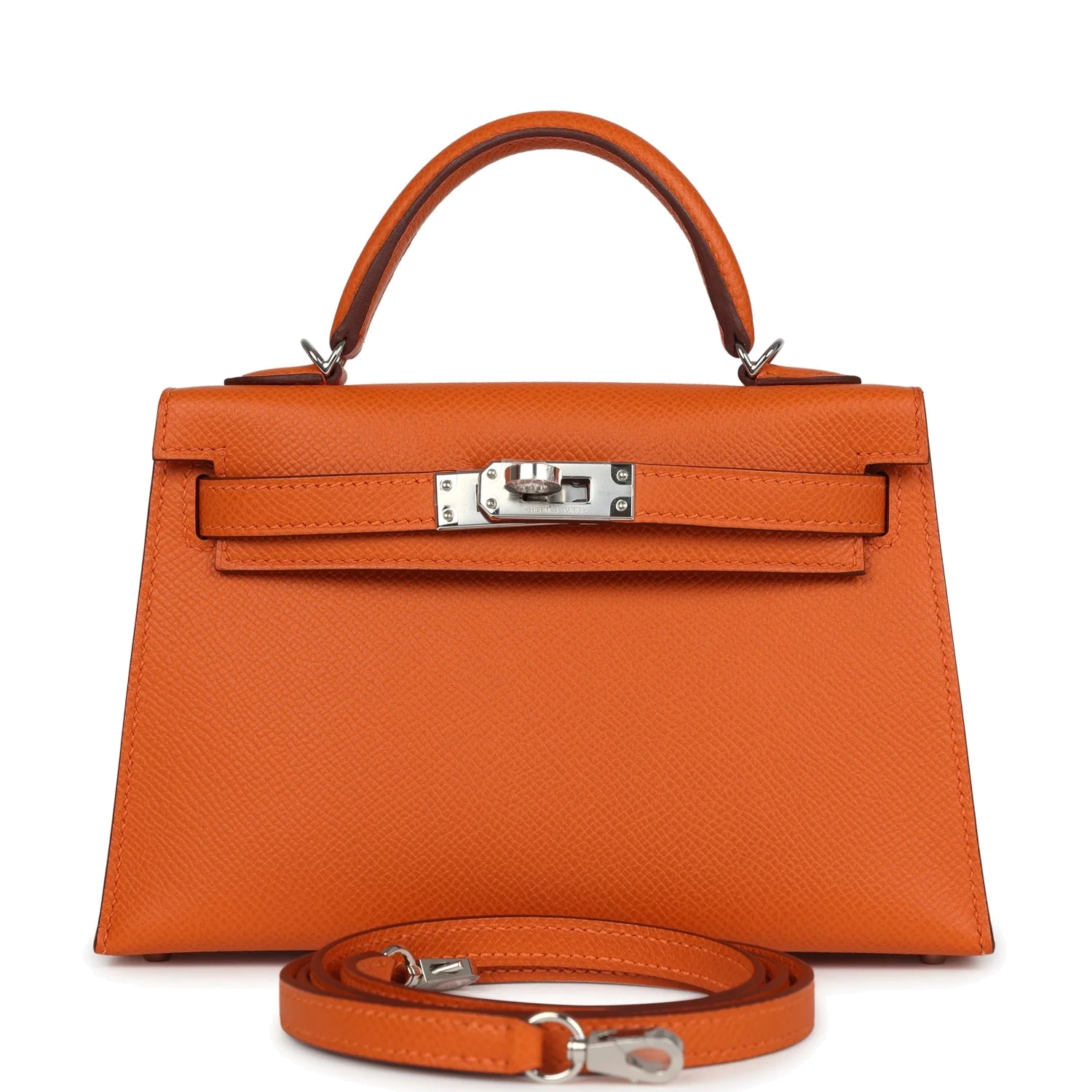 Hermes Kelly Sellier 20 Orange Epsom Palladium Hardware