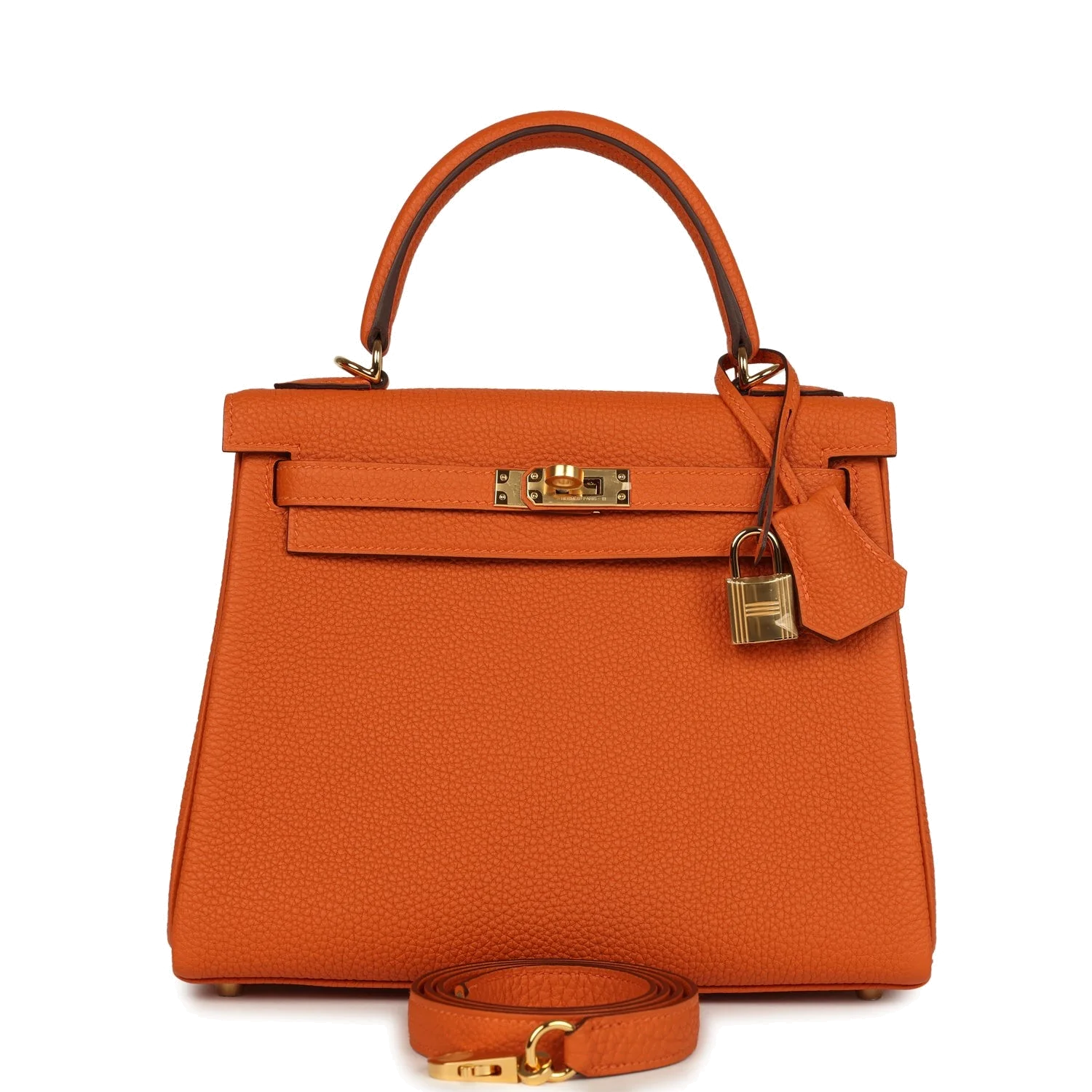 Hermes Special Order (HSS) Kelly Retourne 25 Orange Verso Togo Gold Hardware