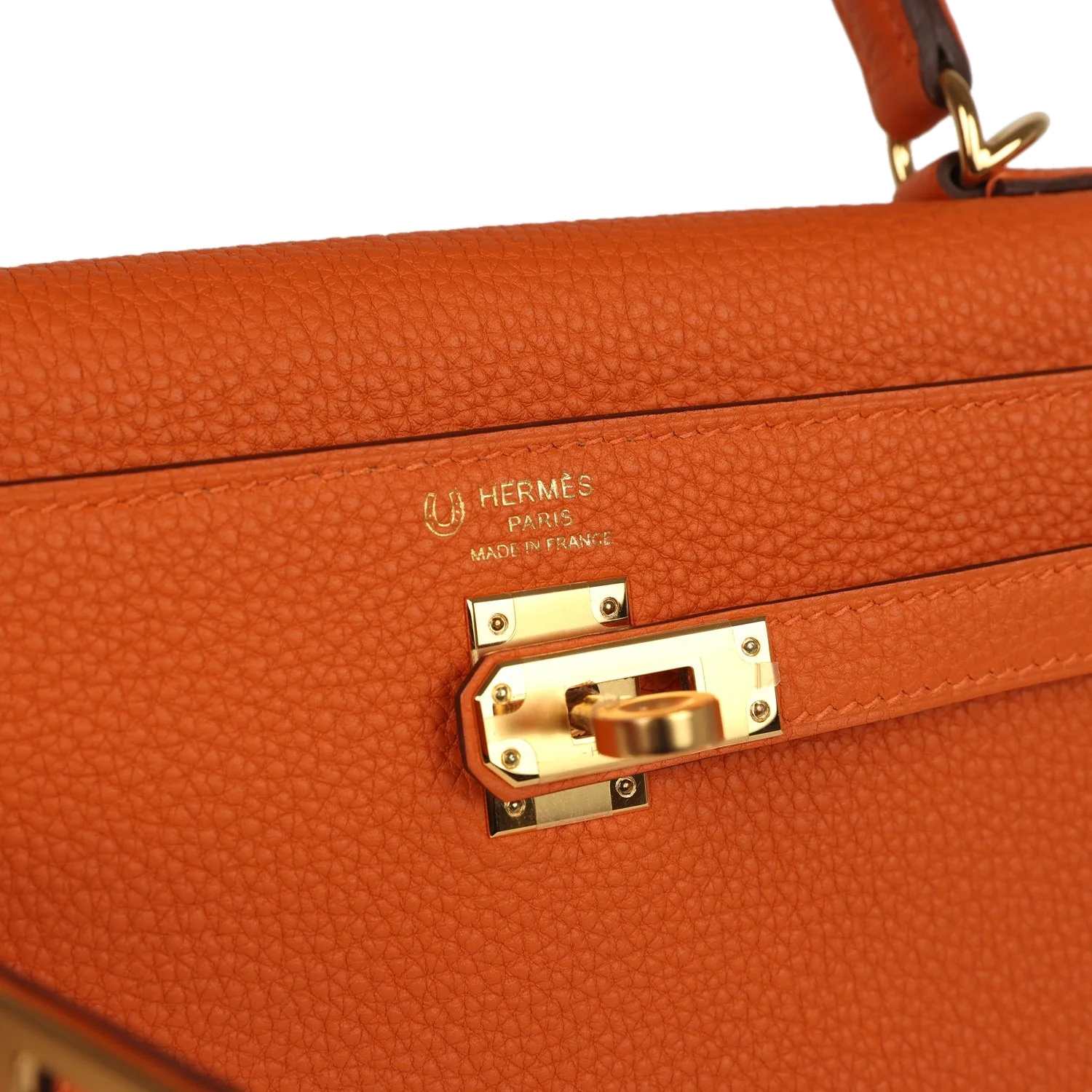 Hermes Special Order (HSS) Kelly Retourne 25 Orange Verso Togo Gold Hardware — фото 8