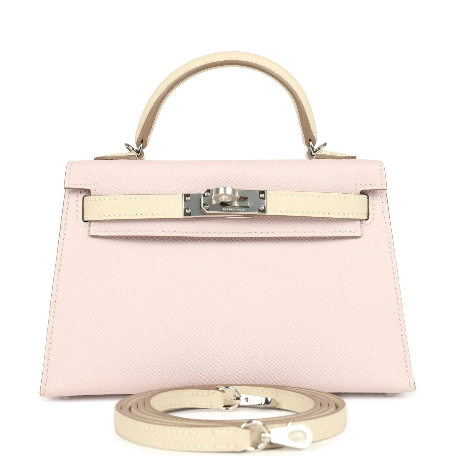 Hermes Special Order (HSS) Kelly Sellier 20 Mauve Pale and Craie Epsom Palladium Hardware — фото 2