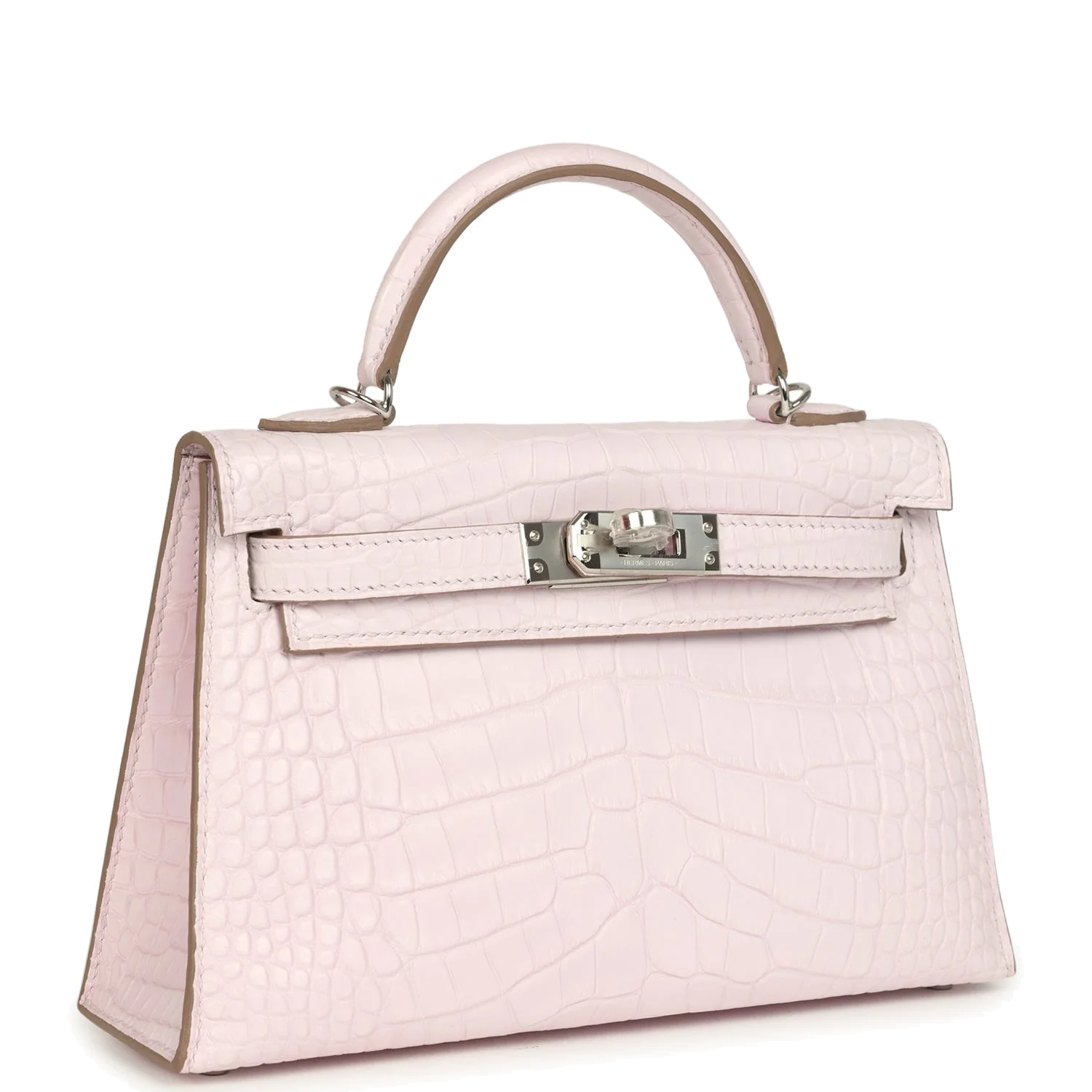 Hermes Kelly Sellier 20 Mauve Pale Boreal Satin Alligator Palladium Hardware — фото 3