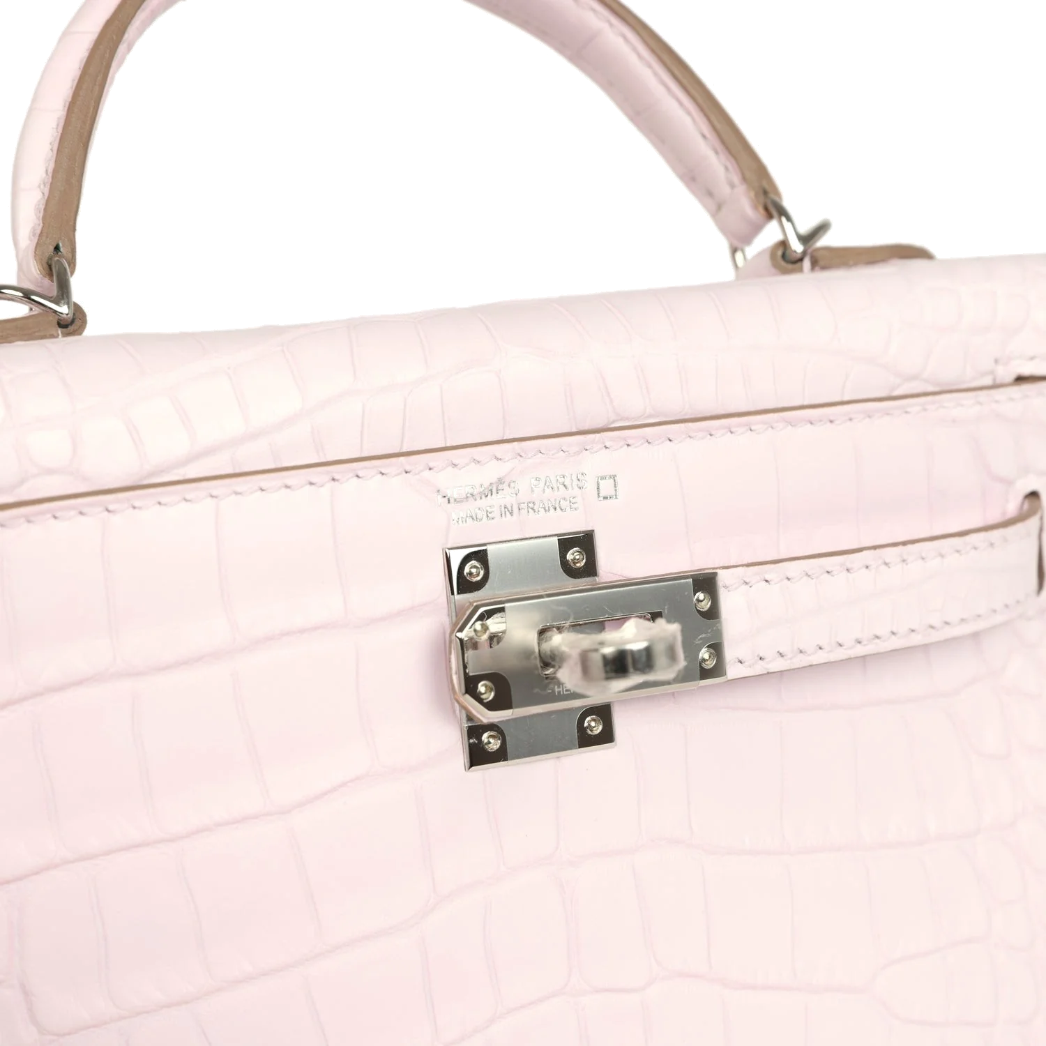 Hermes Kelly Sellier 20 Mauve Pale Boreal Satin Alligator Palladium Hardware — фото 8