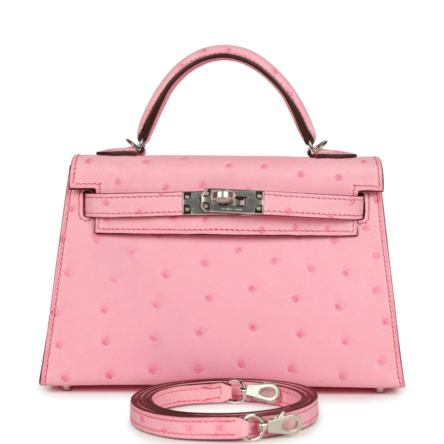 Hermes Kelly Sellier 20 Bubblegum Ostrich Palladium Hardware