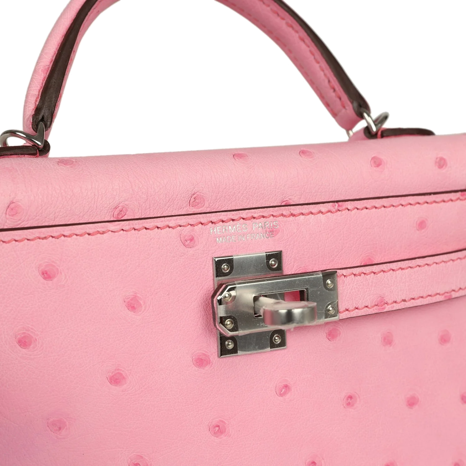 Hermes Kelly Sellier 20 Bubblegum Ostrich Palladium Hardware — фото 8