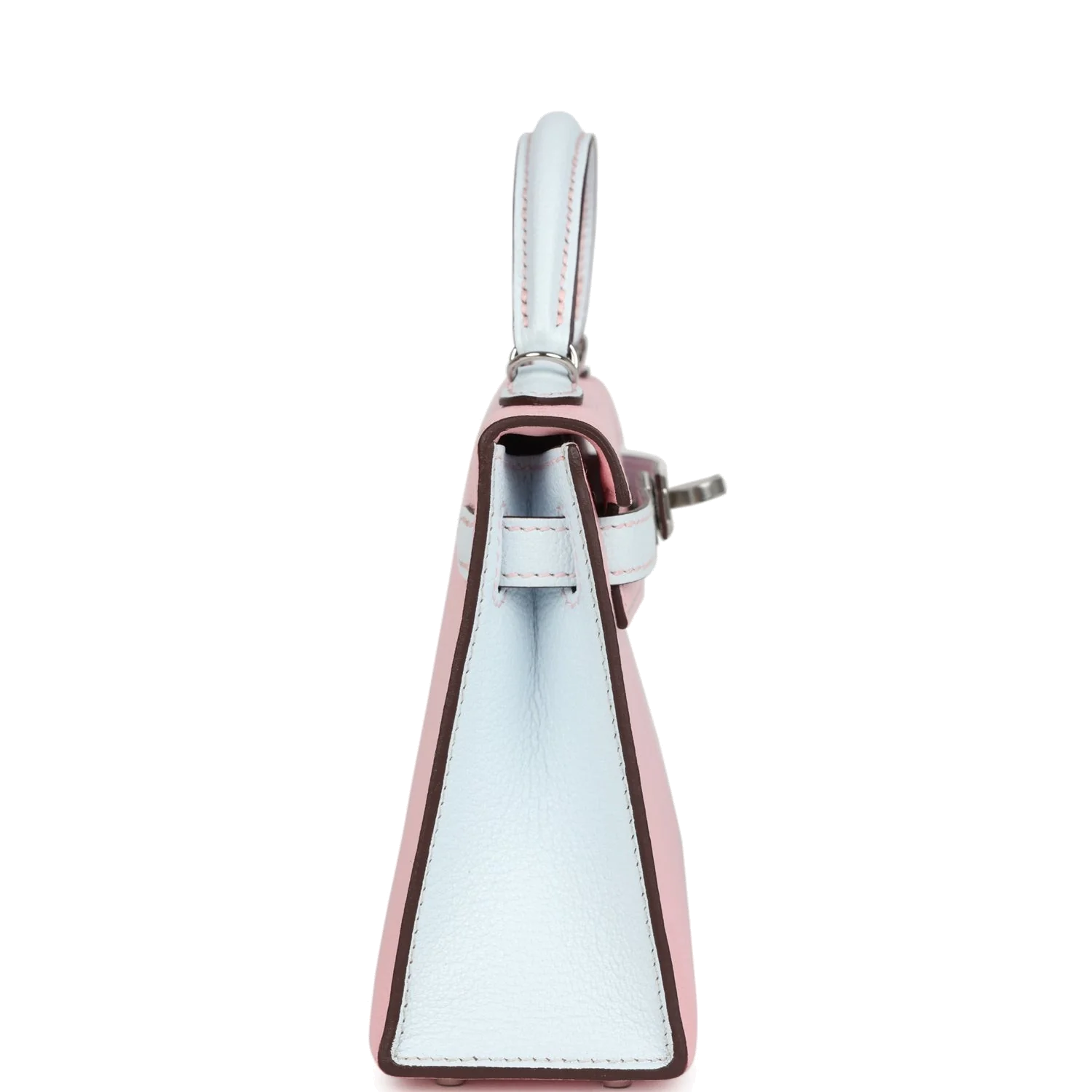 Hermes Special Order (HSS) Kelly Sellier 20 Rose Sakura and Bleu Brume Chevre Palladium Hardware — фото 4
