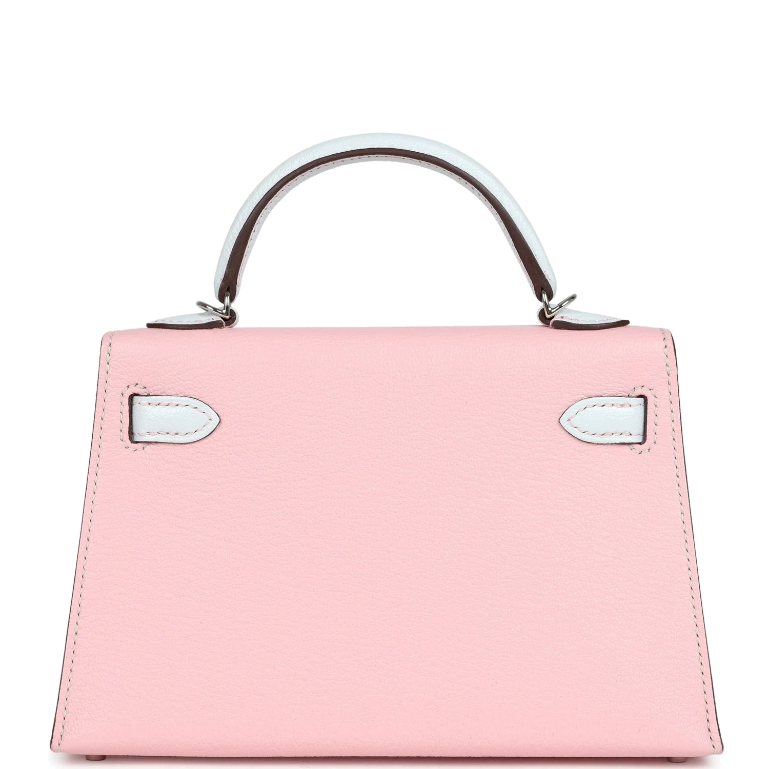 Hermes Special Order (HSS) Kelly Sellier 20 Rose Sakura and Bleu Brume Chevre Palladium Hardware — фото 5