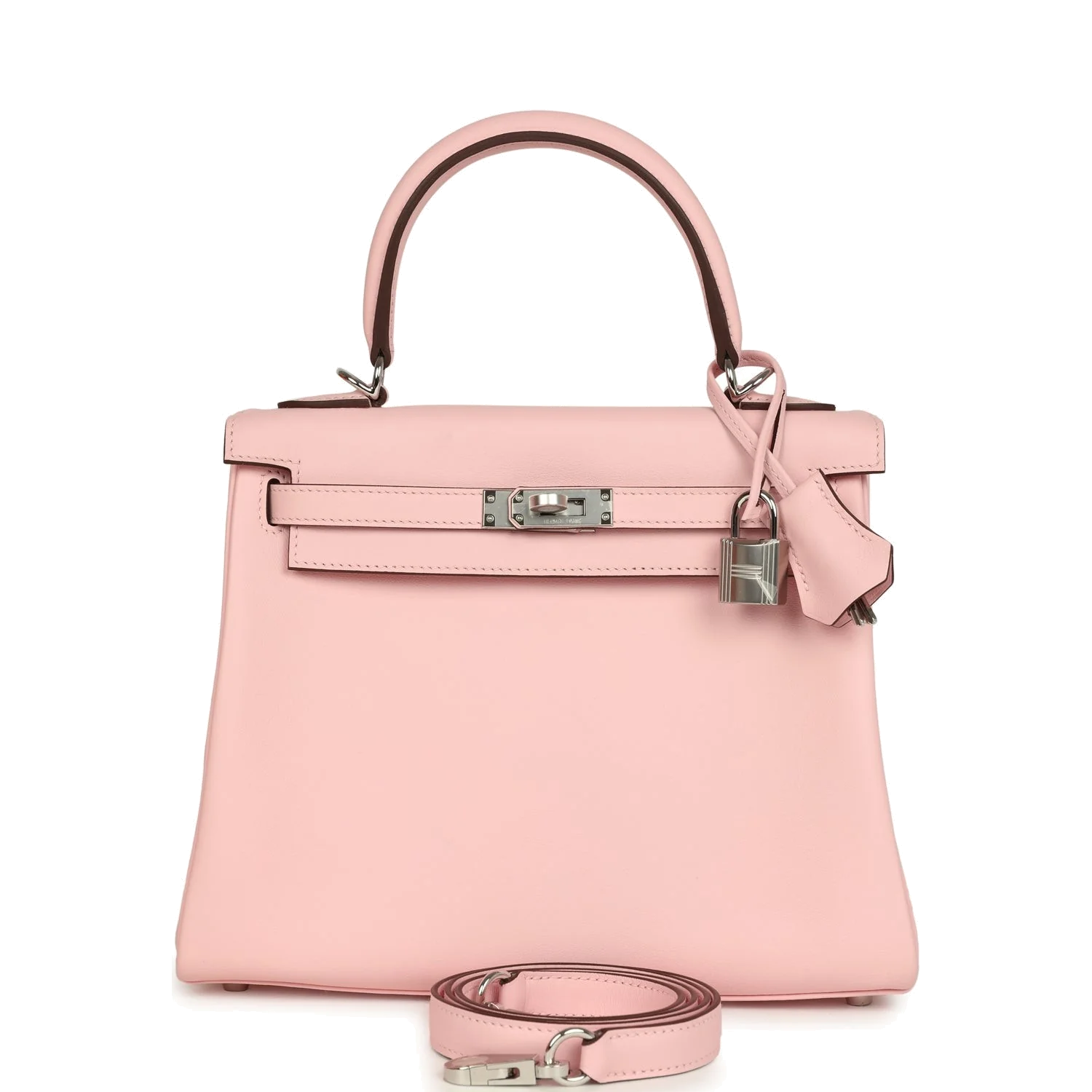 Hermes Kelly Retourne 25 Rose Sakura Swift Palladium Hardware