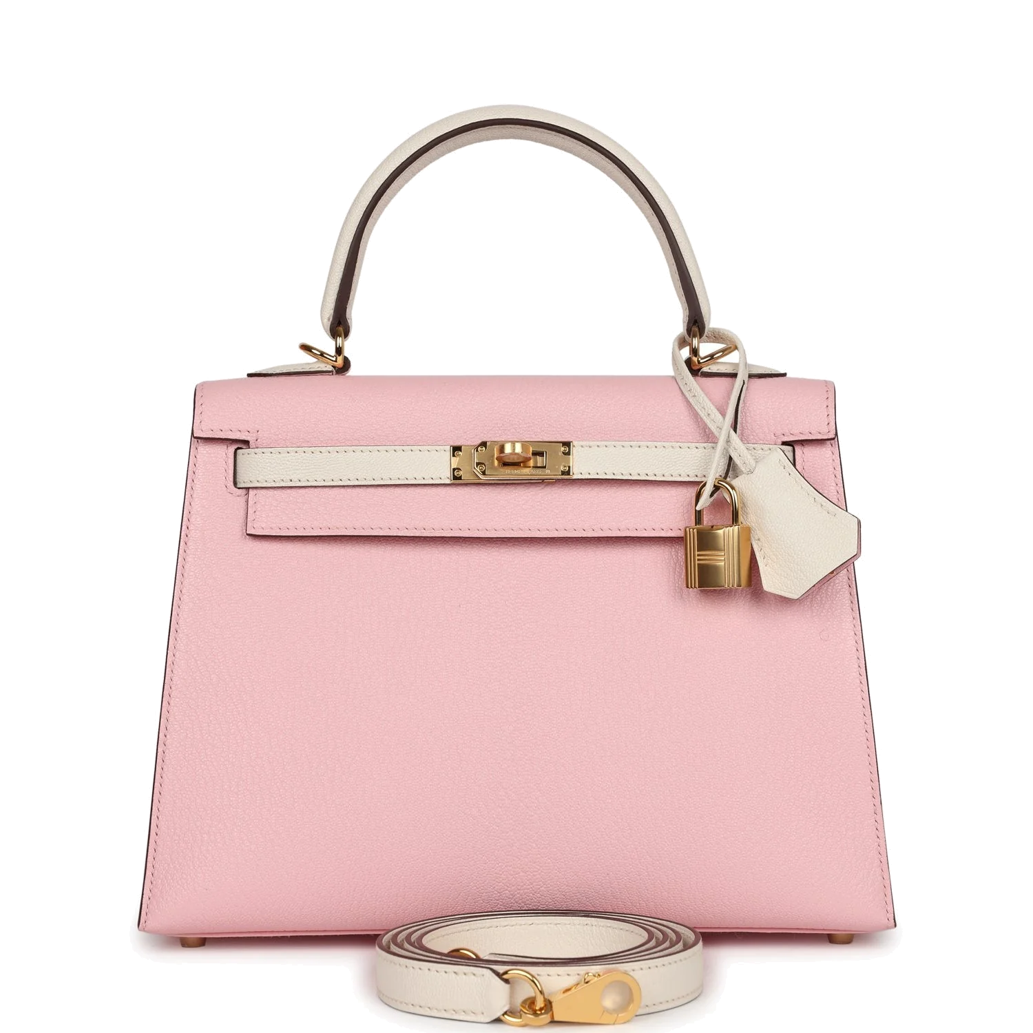 Hermes Special Order (HSS) Kelly Sellier 25 Rose Sakura and Nata Chevre Gold Hardware — фото 2