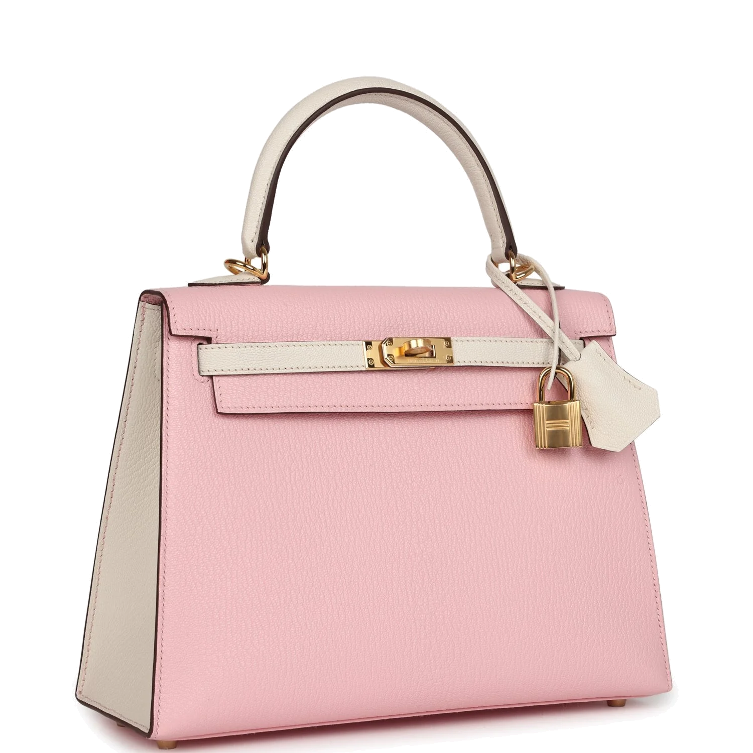 Hermes Special Order (HSS) Kelly Sellier 25 Rose Sakura and Nata Chevre Gold Hardware — фото 3