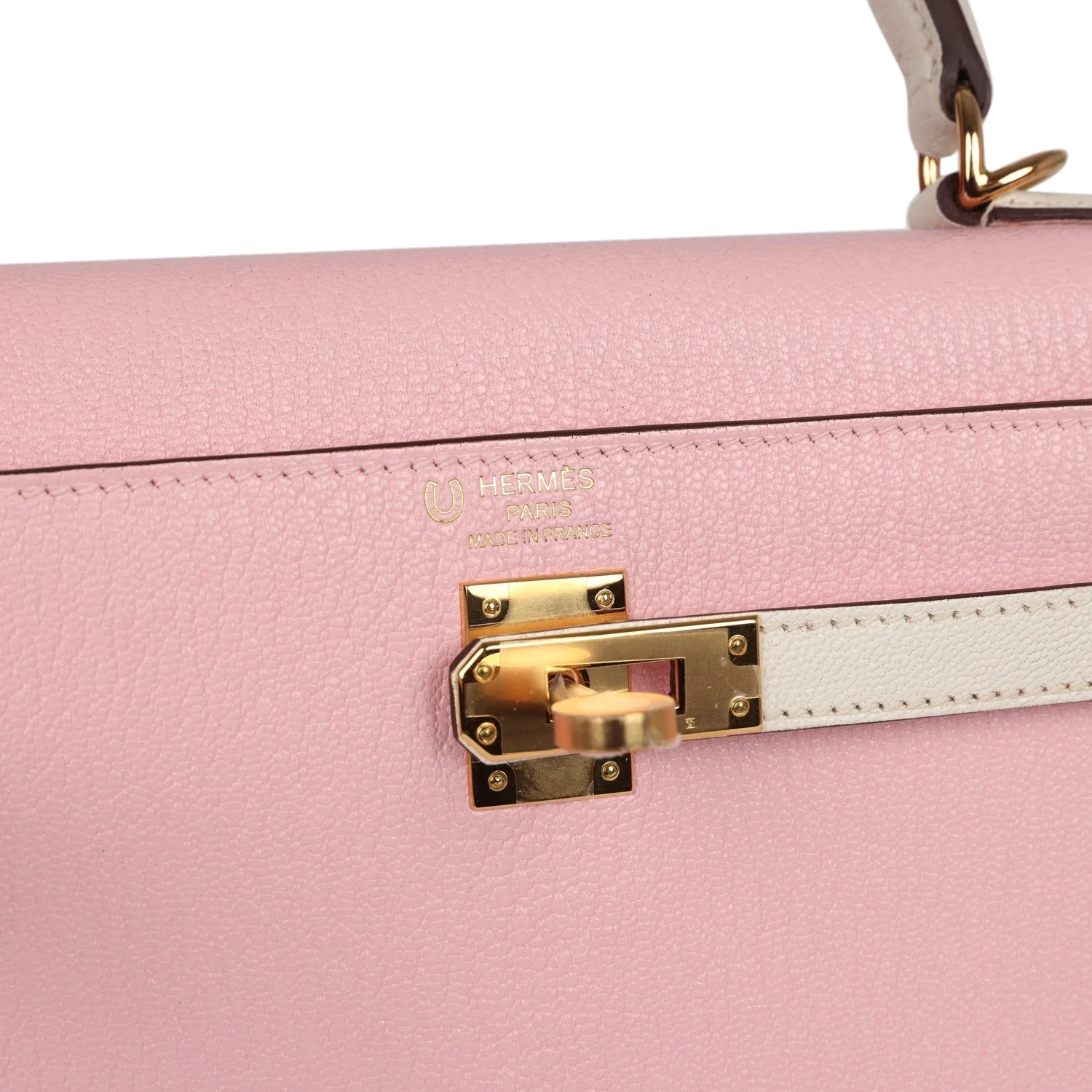 Hermes Special Order (HSS) Kelly Sellier 25 Rose Sakura and Nata Chevre Gold Hardware — фото 8