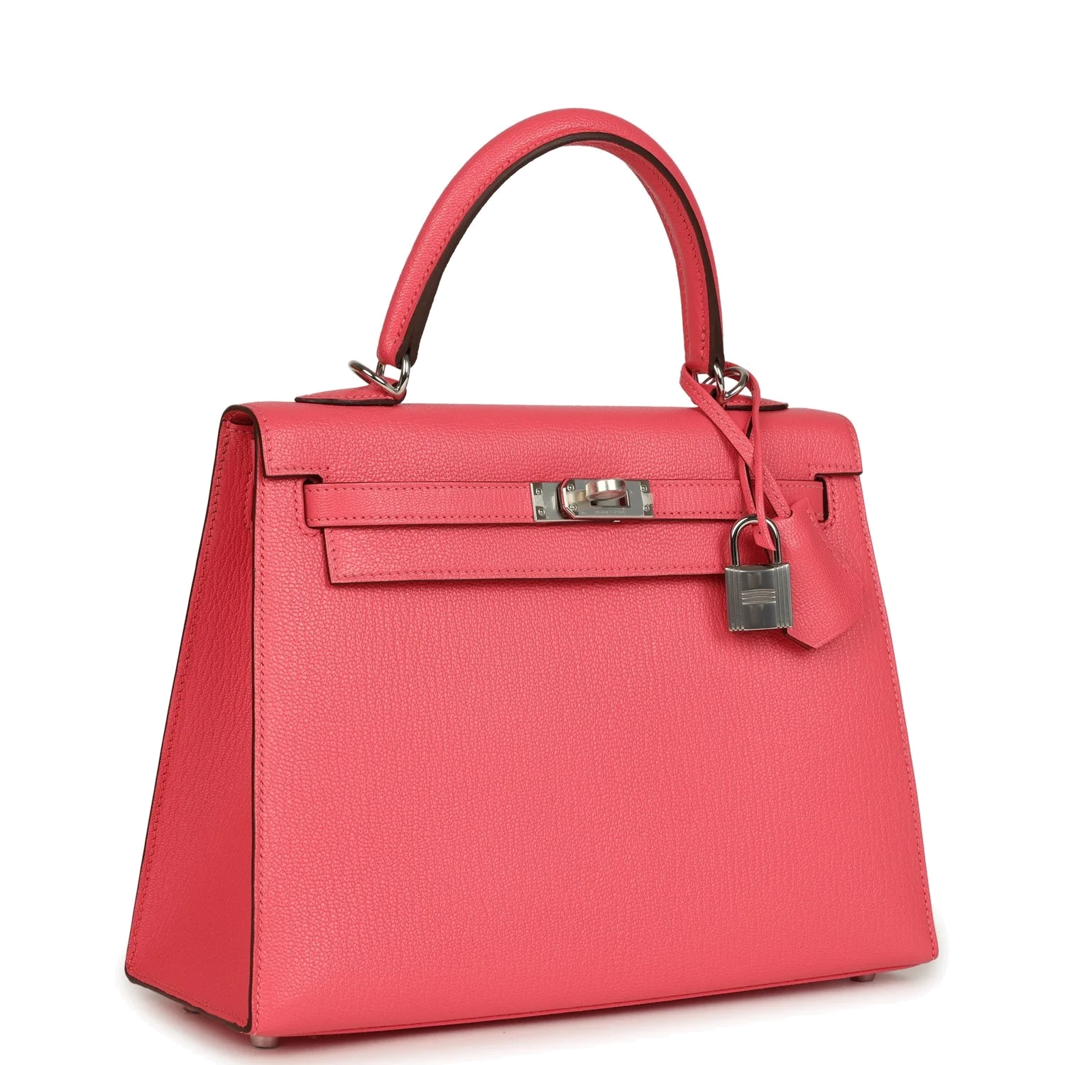 Hermes Kelly Sellier 25 Rose Lipstick Chevre Mysore Palladium Hardware — фото 3