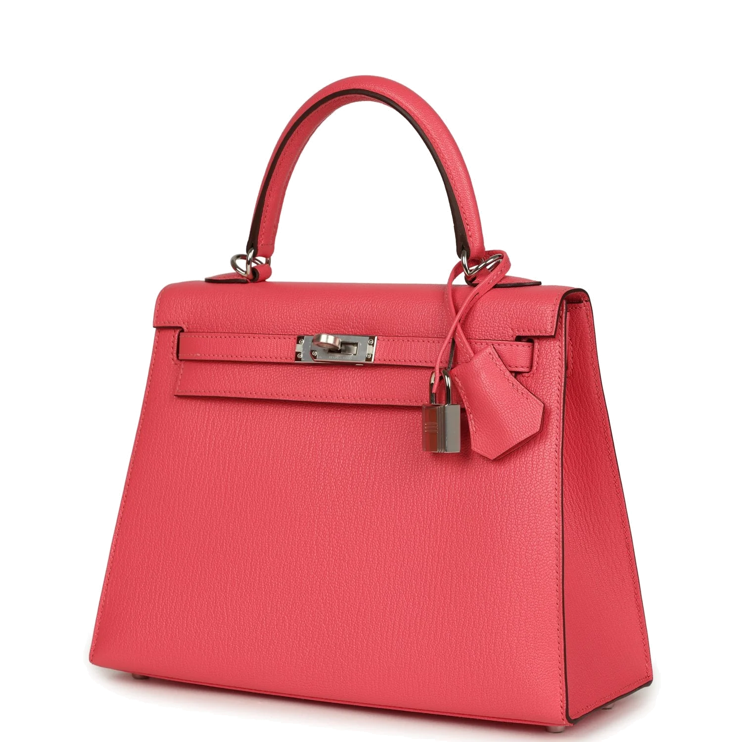 Hermes Kelly Sellier 25 Rose Lipstick Chevre Mysore Palladium Hardware — фото 6