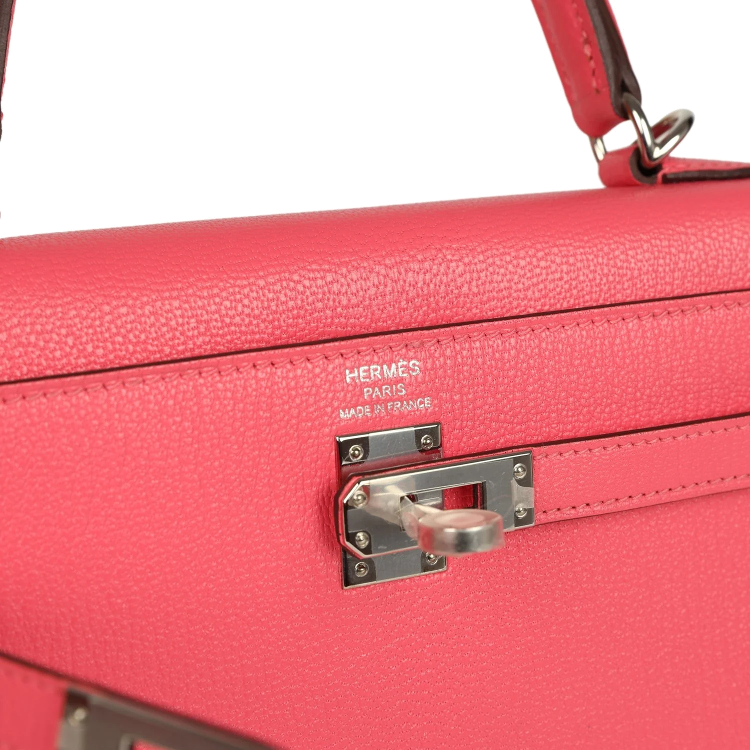 Hermes Kelly Sellier 25 Rose Lipstick Chevre Mysore Palladium Hardware — фото 8