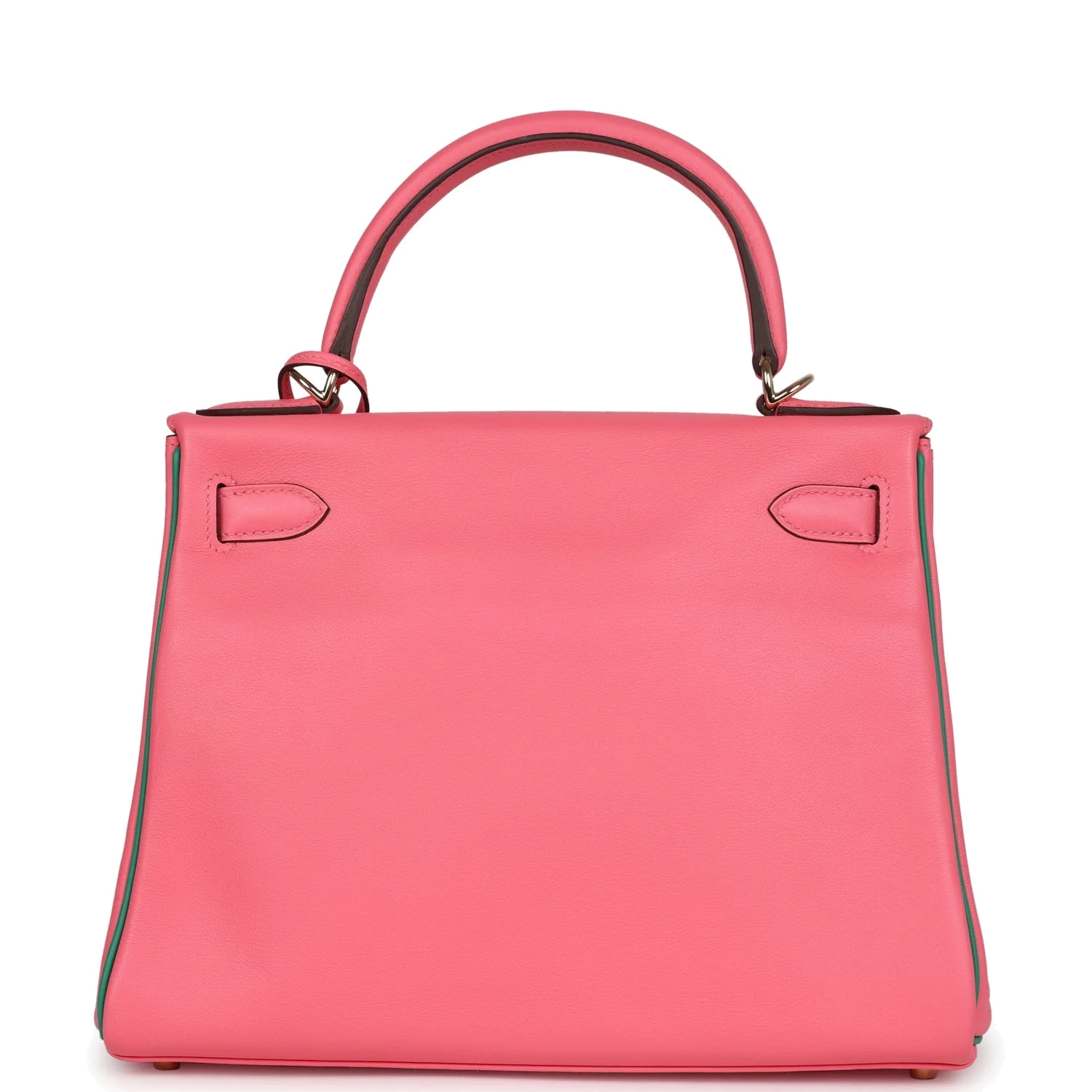 Hermes Special Order (HSS) Kelly Retourne 28 Rose Azalee and Vert Vertigo Swift Gold Hardware — фото 5