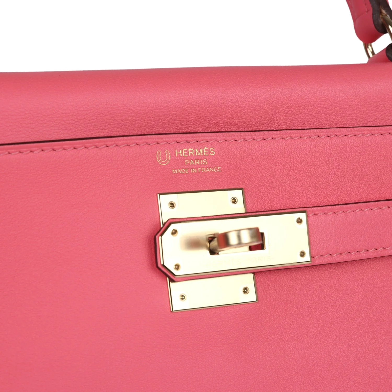 Hermes Special Order (HSS) Kelly Retourne 28 Rose Azalee and Vert Vertigo Swift Gold Hardware — фото 8