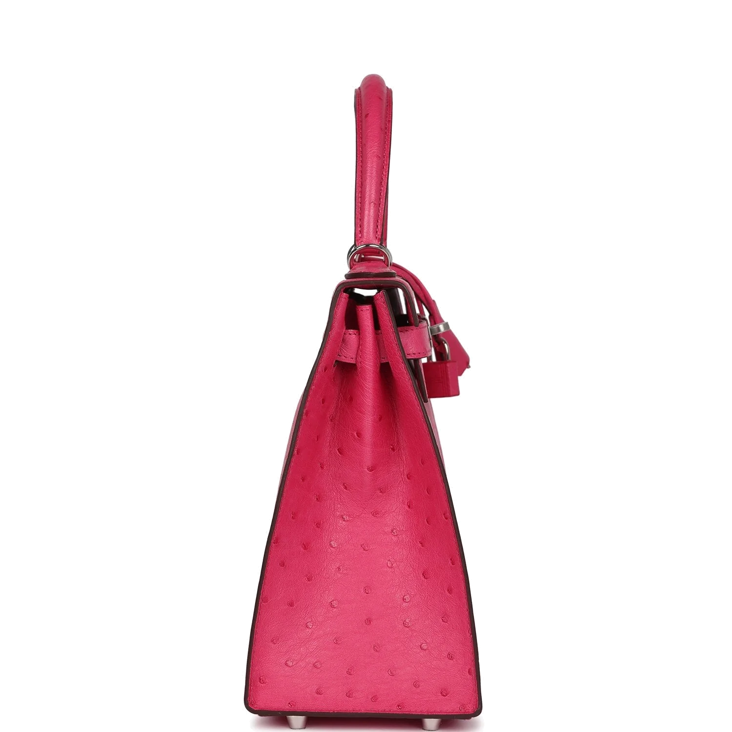 Hermes Kelly Sellier 28 Rose Tyrien Ostrich Palladium Hardware — фото 4