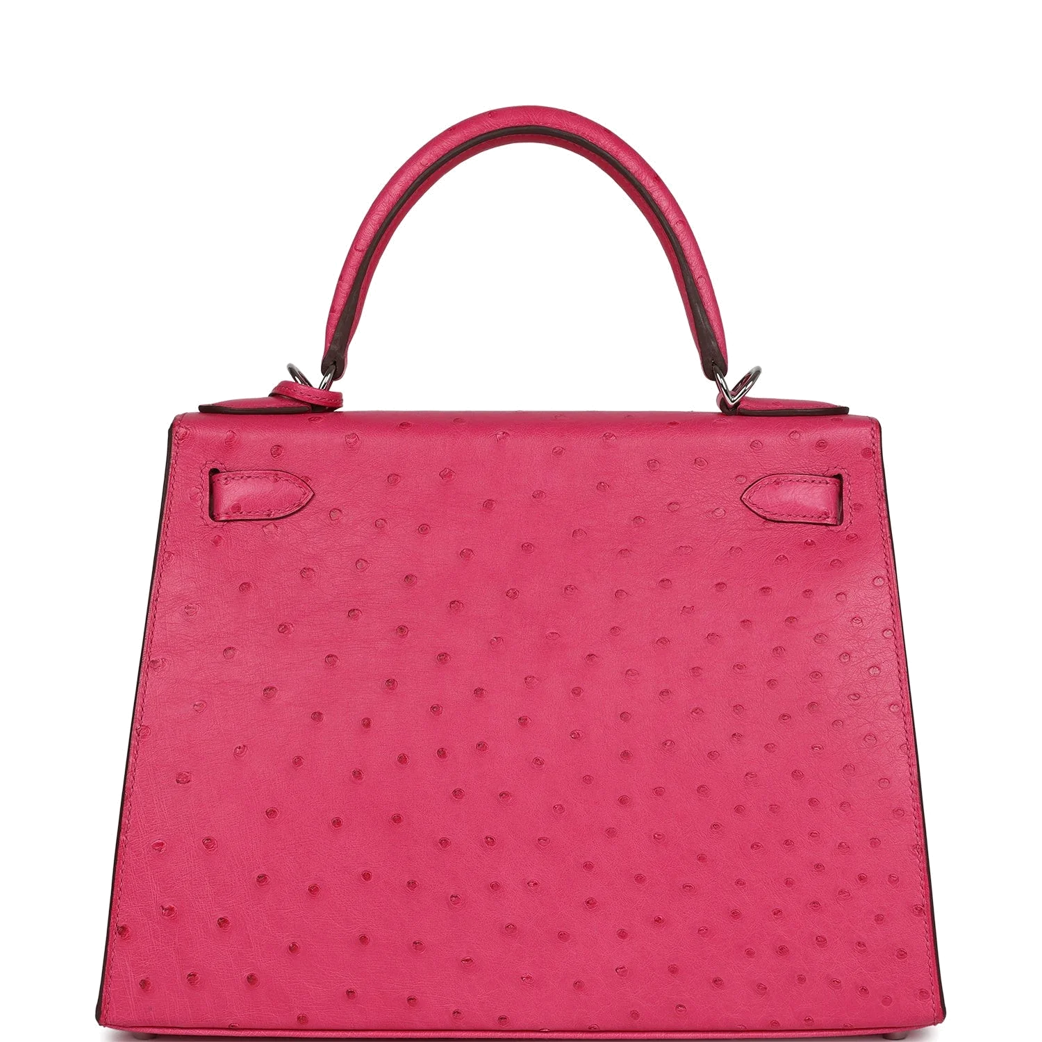 Hermes Kelly Sellier 28 Rose Tyrien Ostrich Palladium Hardware — фото 5