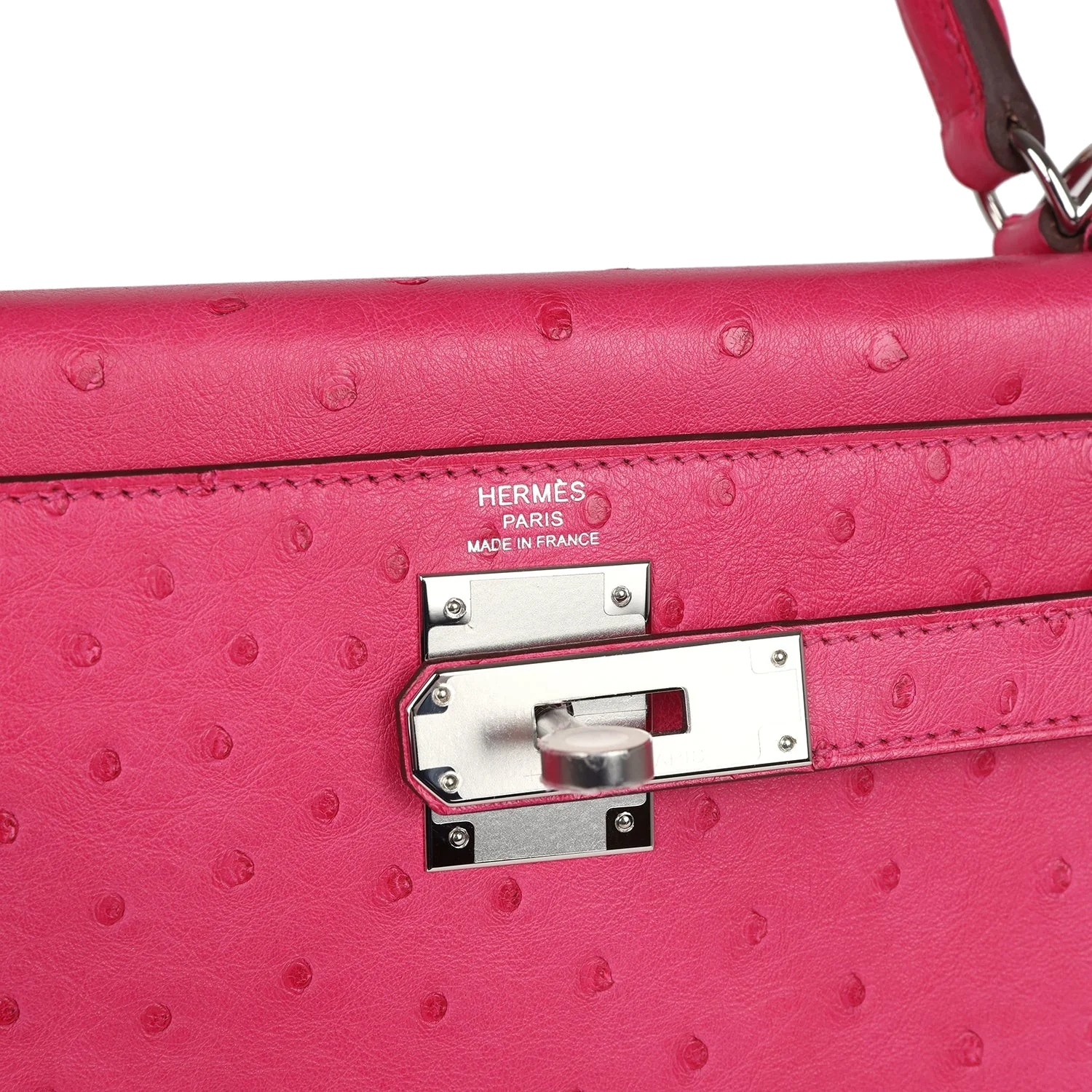 Hermes Kelly Sellier 28 Rose Tyrien Ostrich Palladium Hardware — фото 8