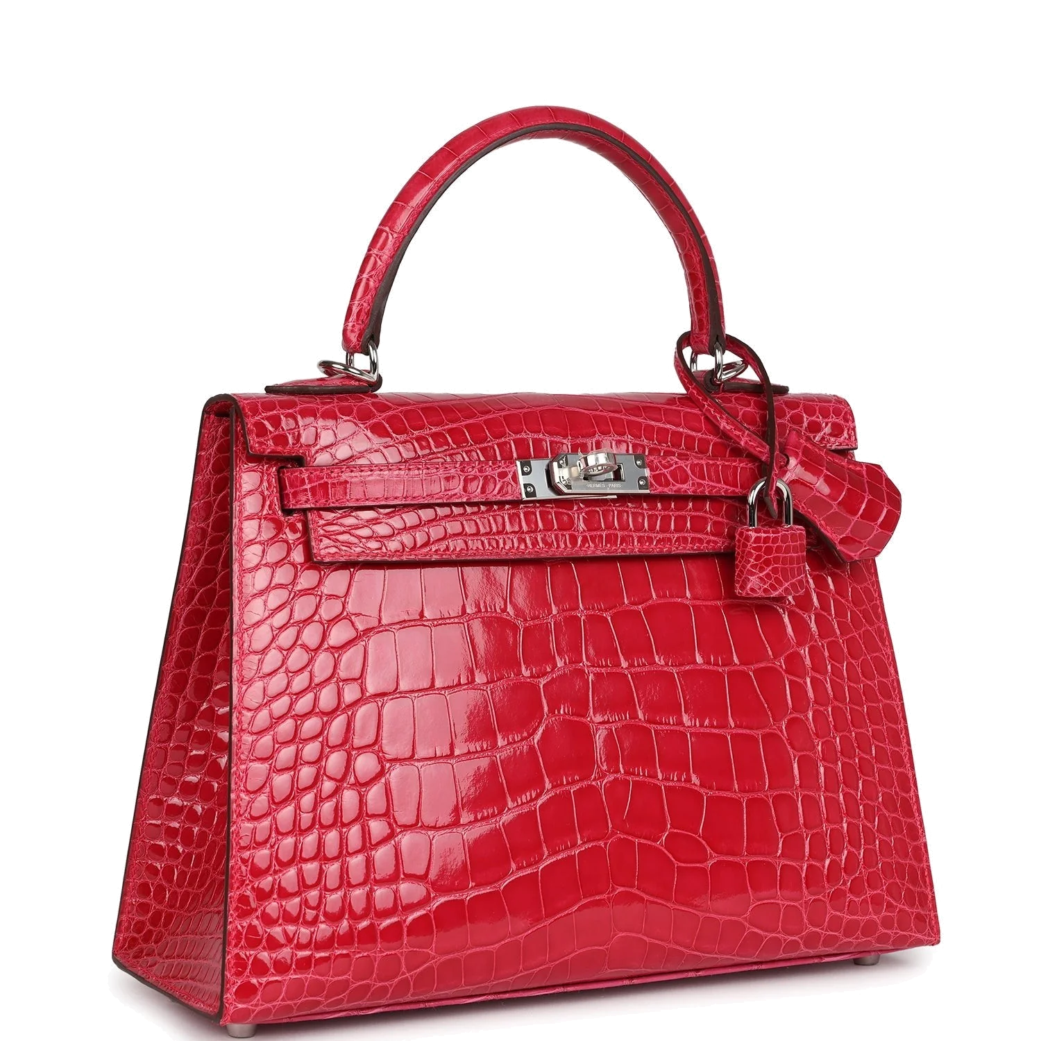 Hermes Kelly Sellier 25 Rose Extreme Shiny Alligator Palladium Hardware — фото 3