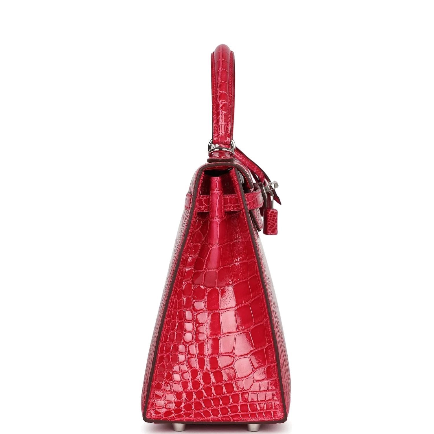 Hermes Kelly Sellier 25 Rose Extreme Shiny Alligator Palladium Hardware — фото 4