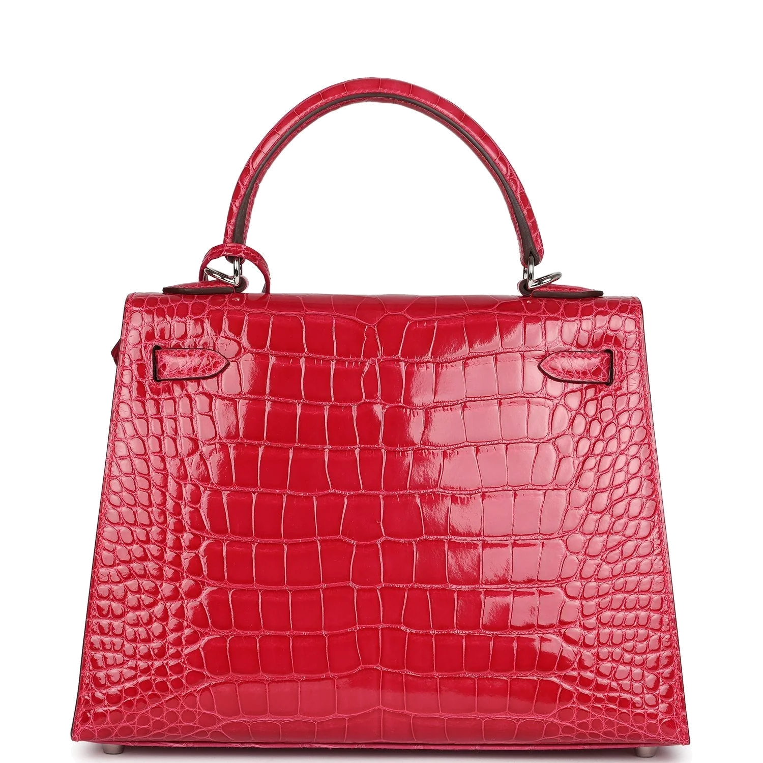 Hermes Kelly Sellier 25 Rose Extreme Shiny Alligator Palladium Hardware — фото 5