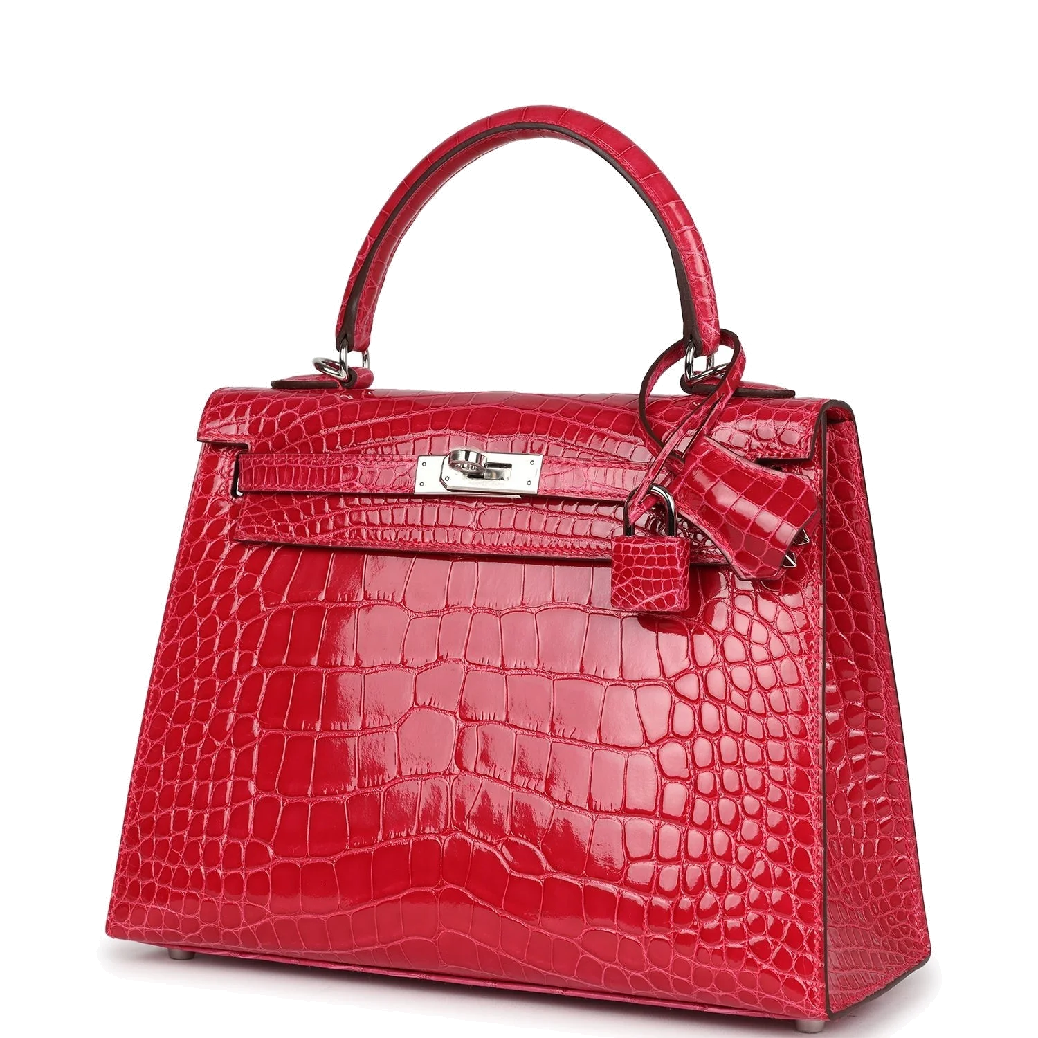 Hermes Kelly Sellier 25 Rose Extreme Shiny Alligator Palladium Hardware — фото 6