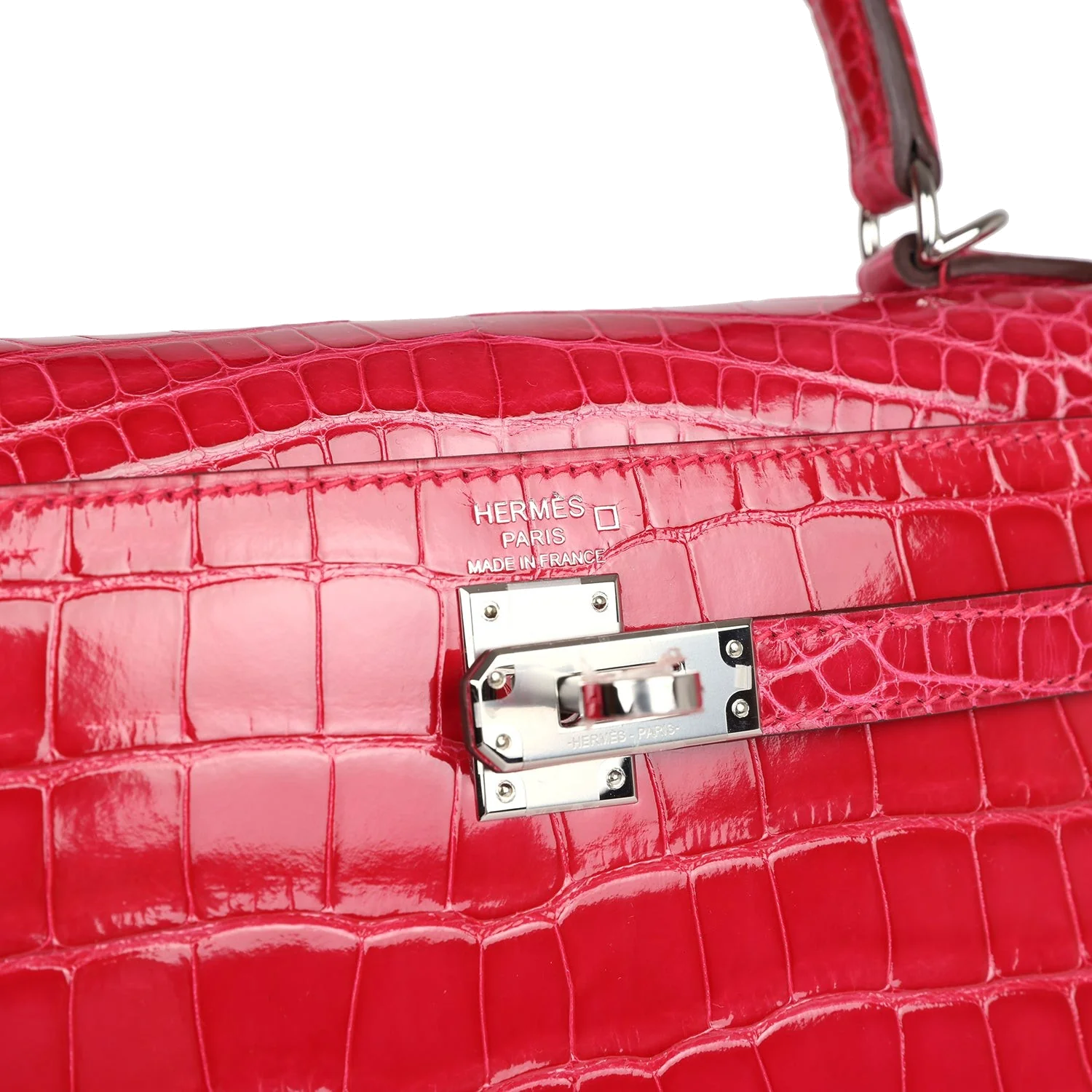 Hermes Kelly Sellier 25 Rose Extreme Shiny Alligator Palladium Hardware — фото 8