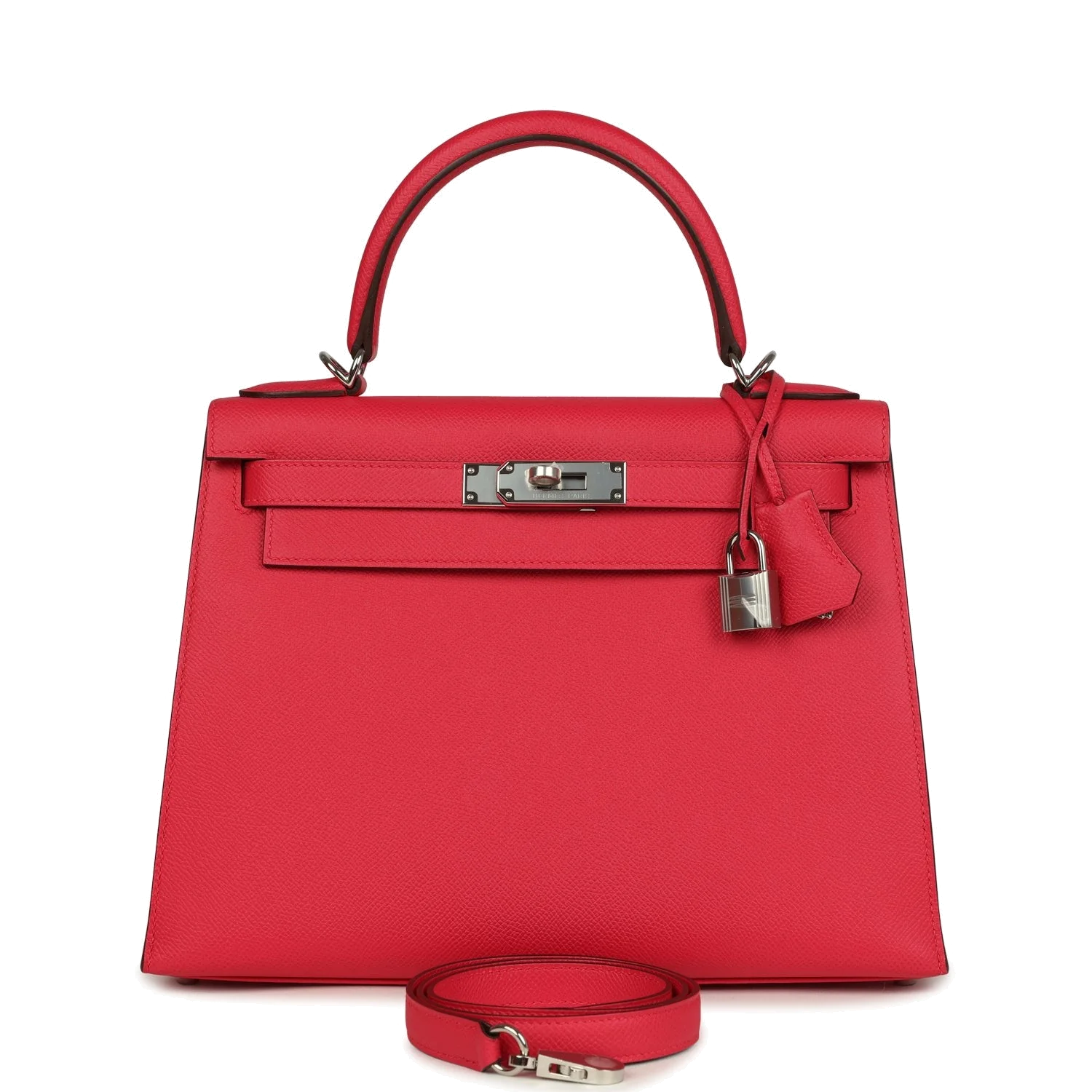 Hermes Kelly Sellier 28 Rose Extreme Epsom Palladium Hardware