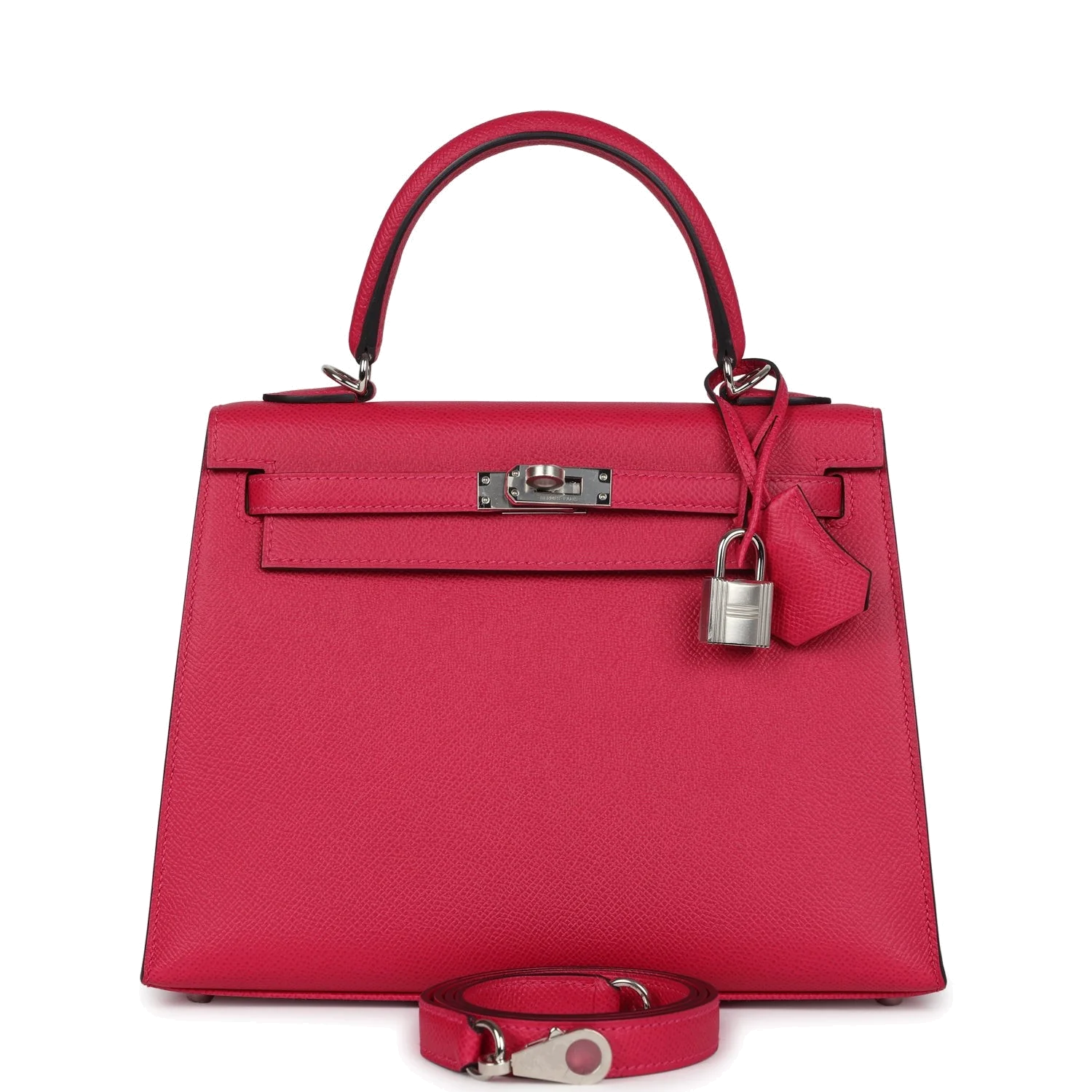 Hermes Kelly Sellier 25 Framboise Verso Epsom Palladium Hardware — фото 2