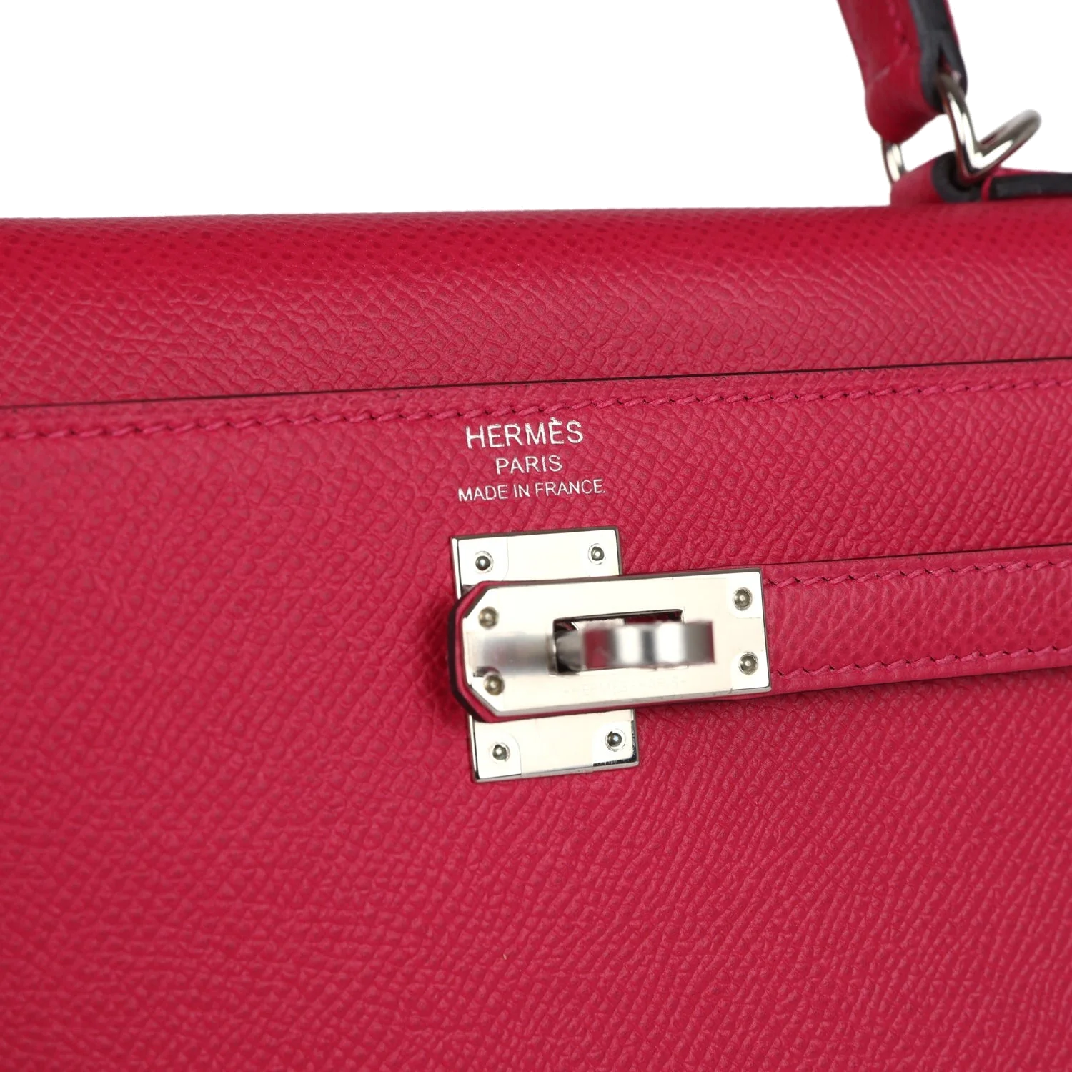 Hermes Kelly Sellier 25 Framboise Verso Epsom Palladium Hardware — фото 8