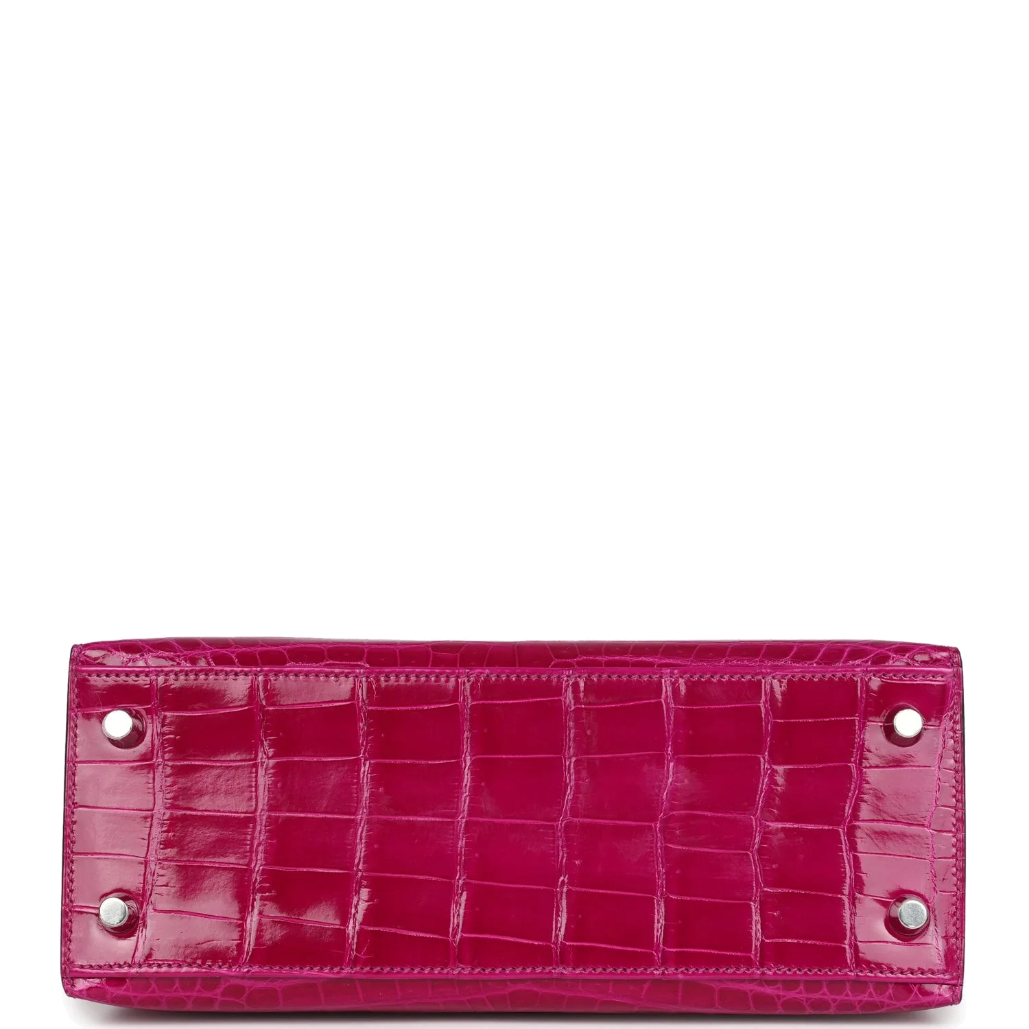 Hermes Kelly Sellier 25 Rose Pourpre Shiny Niloticus Crocodile Palladium Hardware — фото 7