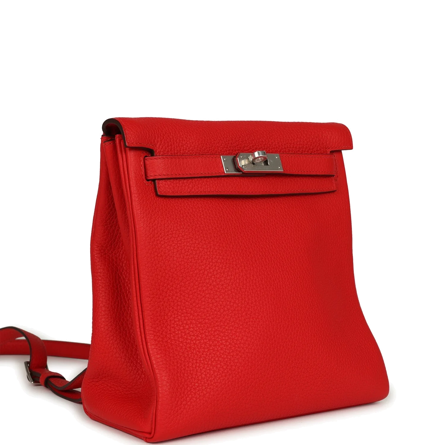 Hermes Kelly Ado II Backpack Rouge De Coeur Clemence Palladium Hardware — фото 3