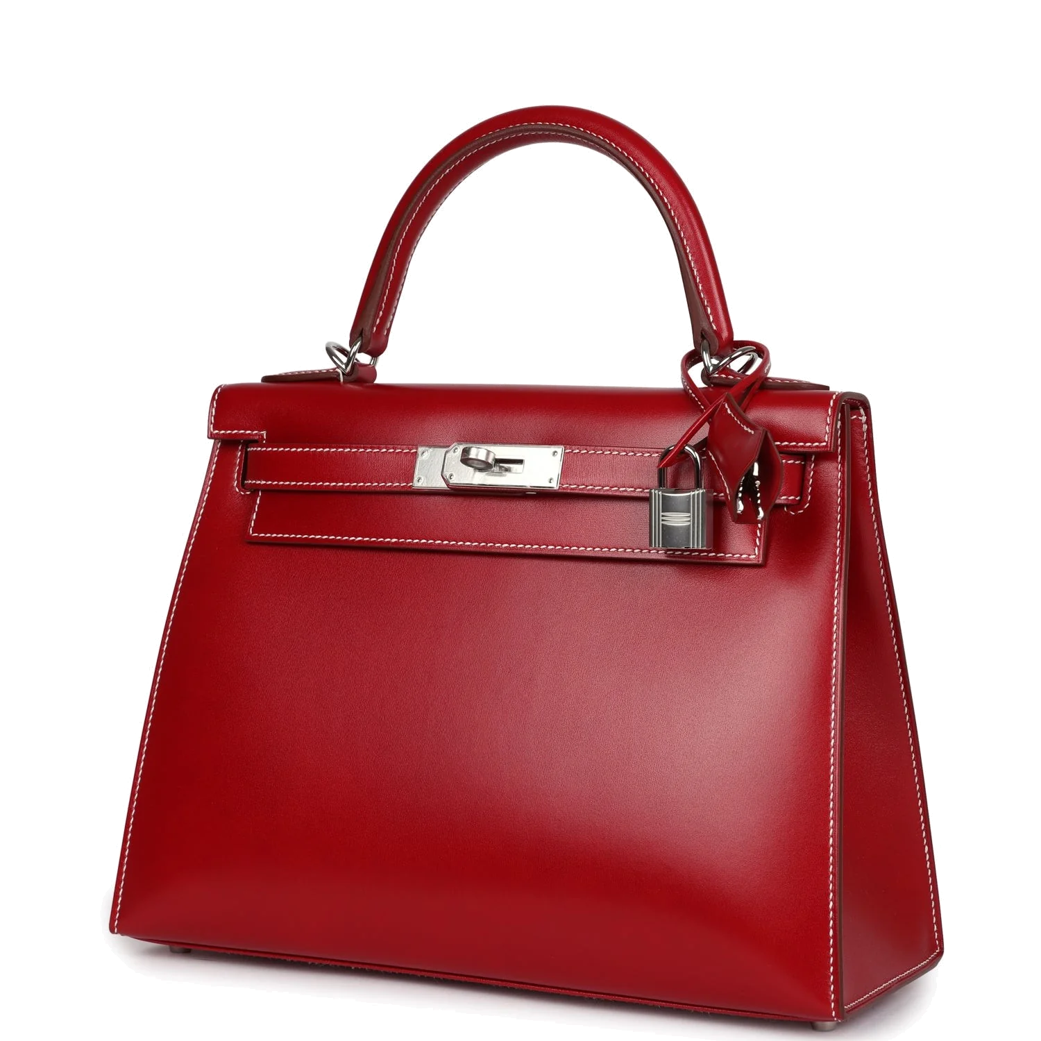 Hermes Kelly Sellier 28 Rouge Piment Box Palladium Hardware — фото 6