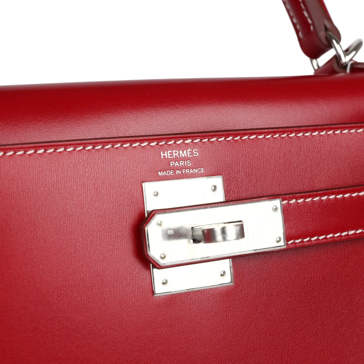Hermes Kelly Sellier 28 Rouge Piment Box Palladium Hardware — фото 8