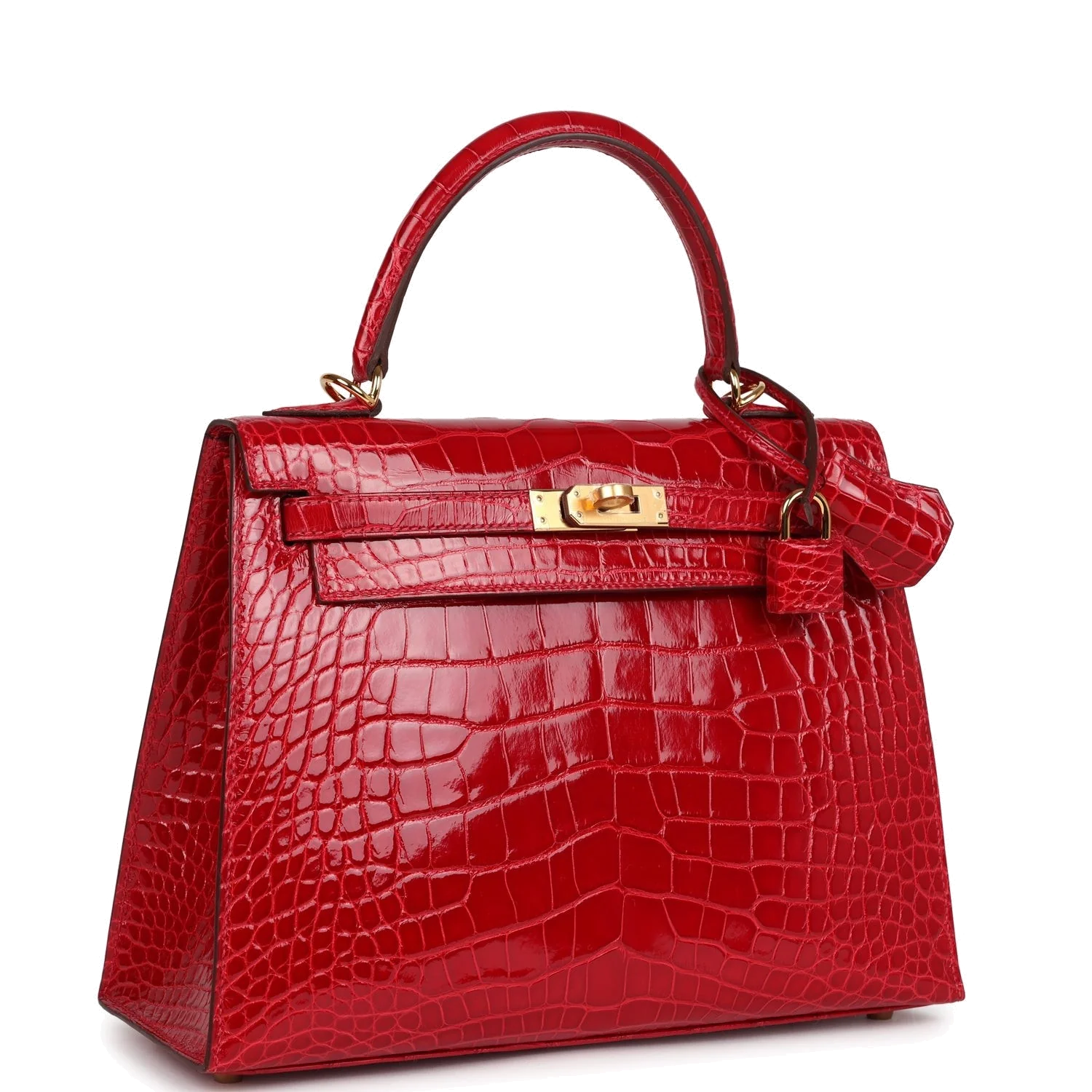 Hermes Kelly Sellier 25 Braise Shiny Alligator Mississippiensis Gold Hardware — фото 3