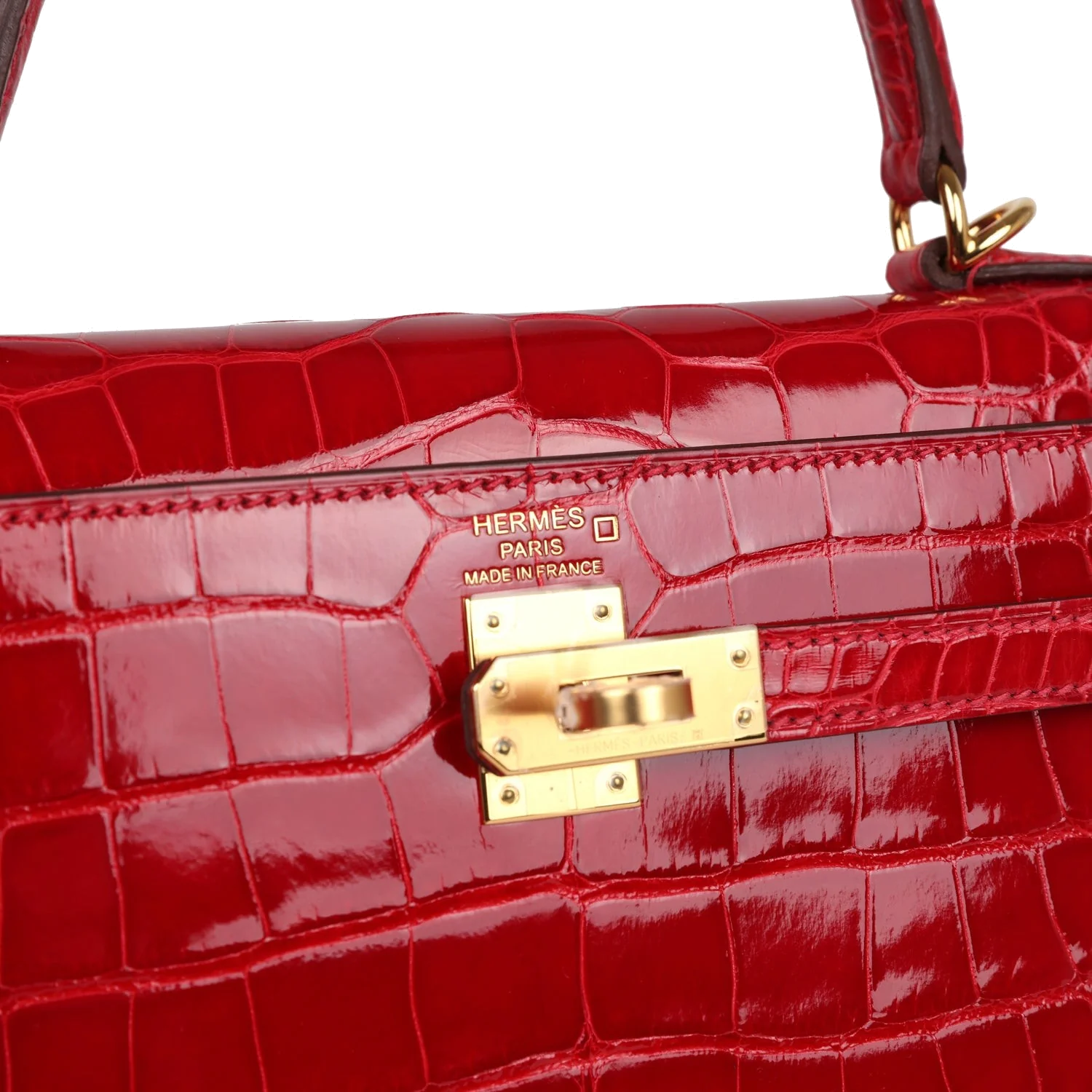 Hermes Kelly Sellier 25 Braise Shiny Alligator Mississippiensis Gold Hardware — фото 8