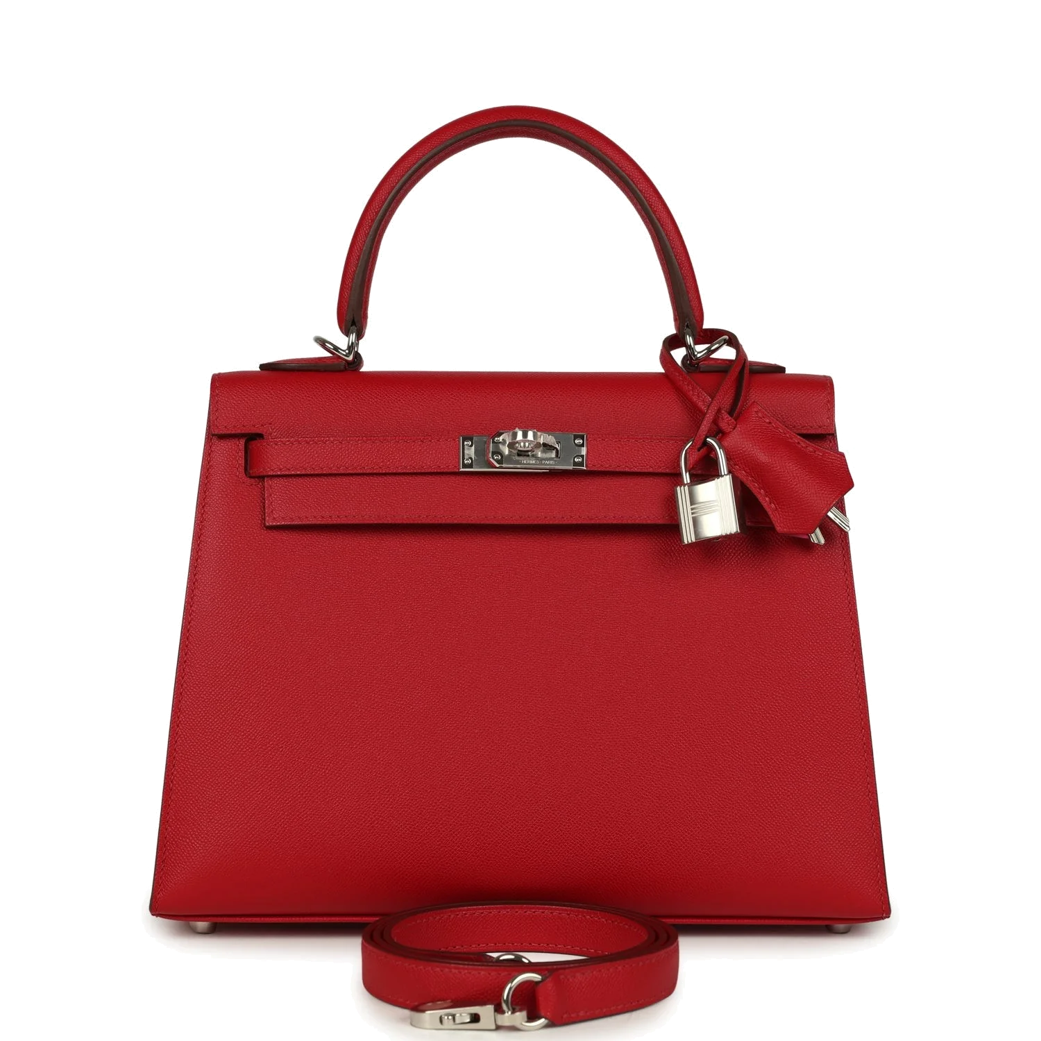 Hermes Kelly Sellier 25 Rouge Piment Verso Madame Palladium Hardware — фото 2